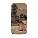Trois Bateaux Sur Le Trieux - Paul Serusier Phone Case Samsung Galaxy S25 Plus / Matte Tan Phone Case Textured Sketch-style Landscape