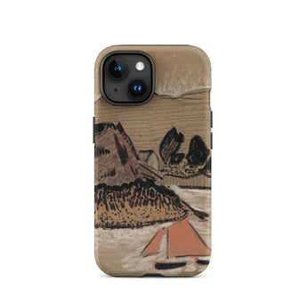 Trois Bateaux Sur Le Trieux - Paul Serusier Phone Case Iphone 15 / Matte Tan Textured Phone Case Stylized Landscape Mountains Water Paul