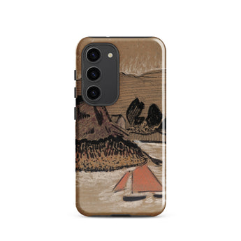 Trois Bateaux Sur Le Trieux - Paul Serusier Phone Case Samsung Galaxy S23 / Gloss Phone Case Textured Earth-toned Artwork Sailboat Water