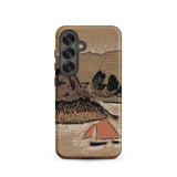 Trois Bateaux Sur Le Trieux - Paul Serusier Phone Case Samsung Galaxy S25 / Matte Textured Earth-toned Phone Case Stylized Landscape Orange