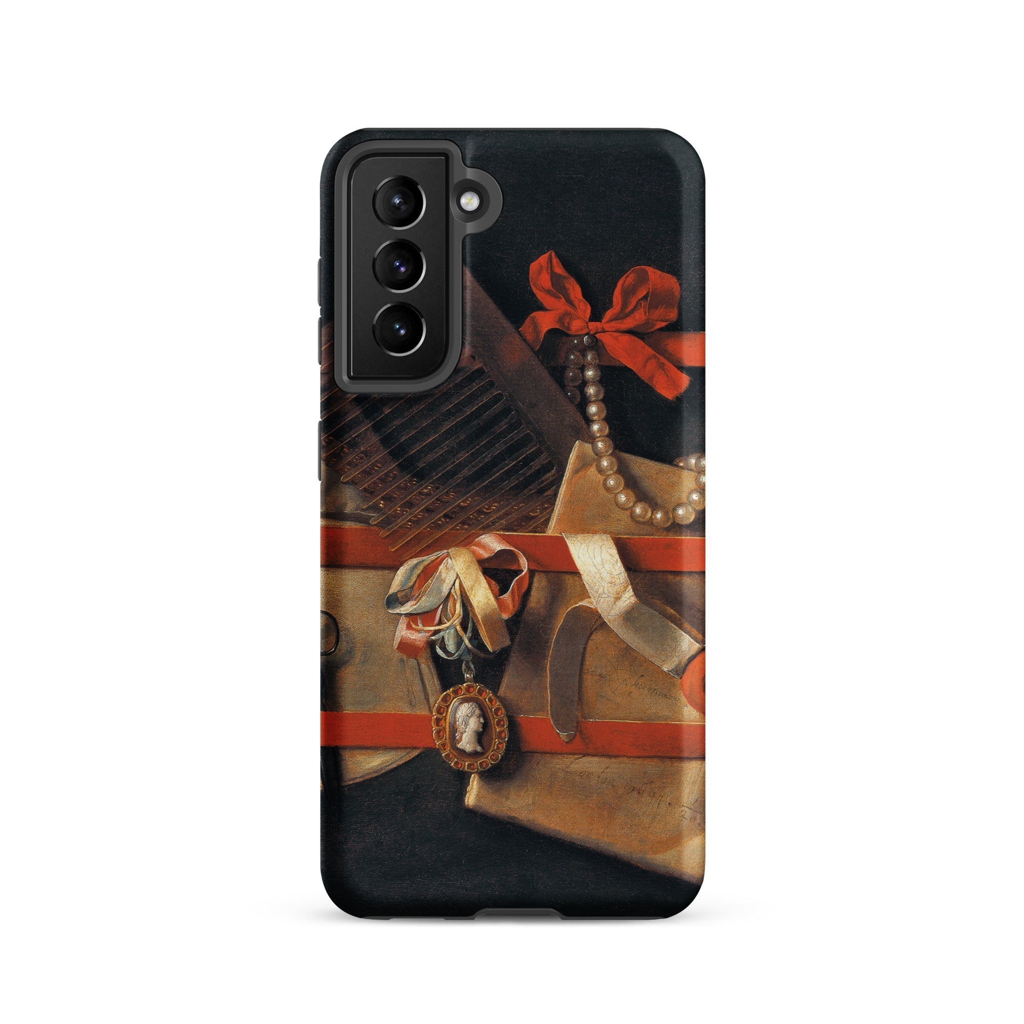 Tromp L’oeil Still Life Hoogstraeten Samsung Case, Galaxy S21 / Matte, Phone Case Classical Life Painting Ribbons Pearls Medal