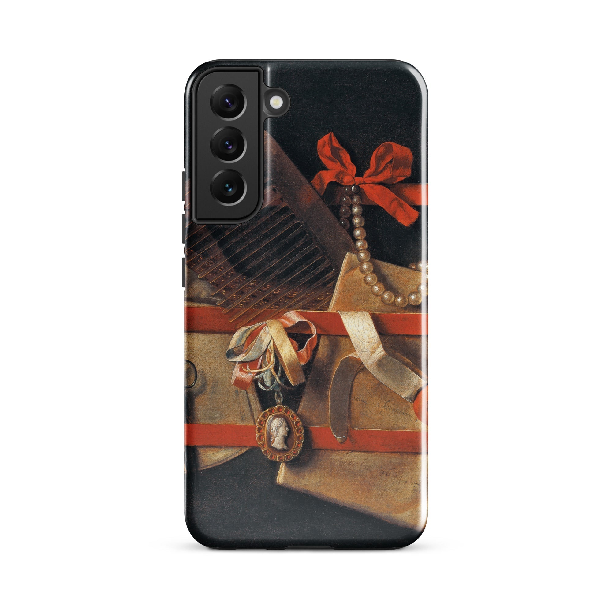 Tromp L’oeil Still Life Hoogstraeten Samsung Case, Galaxy S22 Plus / Gloss, Black Smartphone Case Still Life Painting Personal Effects
