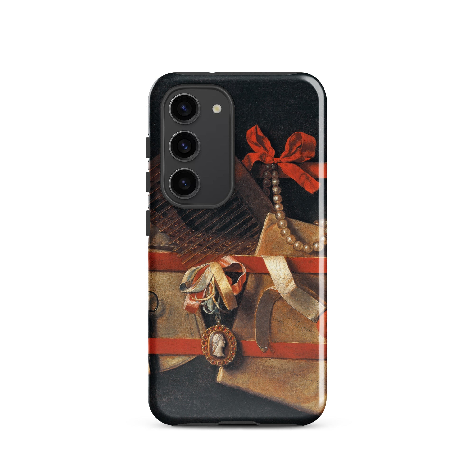 Tromp L’oeil Still Life Hoogstraeten Samsung Case, Galaxy S23 / Gloss, Black Smartphone Decorative Case Life Painting Gift Box