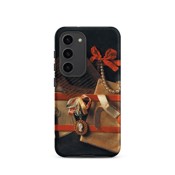 Tromp-l’oeil Still-life - Hoogstraeten Samsung Case, Galaxy S23 / Matte, Black Smartphone Case Classical Life Painting Red Bow