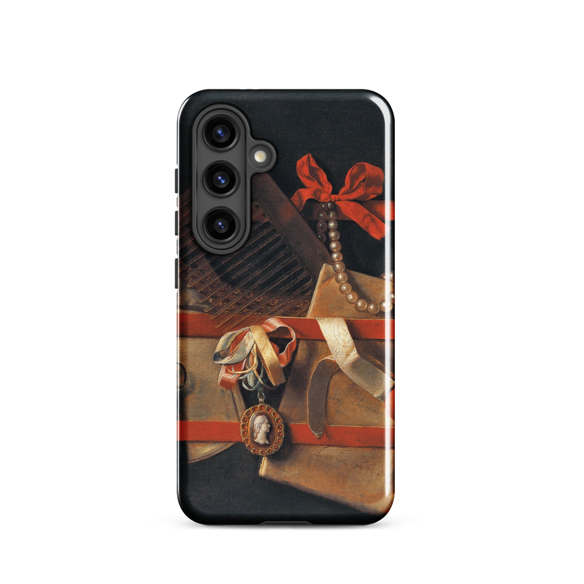 Tromp L’oeil Still Life Hoogstraeten Samsung Case, Galaxy S24 / Gloss, Black Smartphone Case Historical Life Design