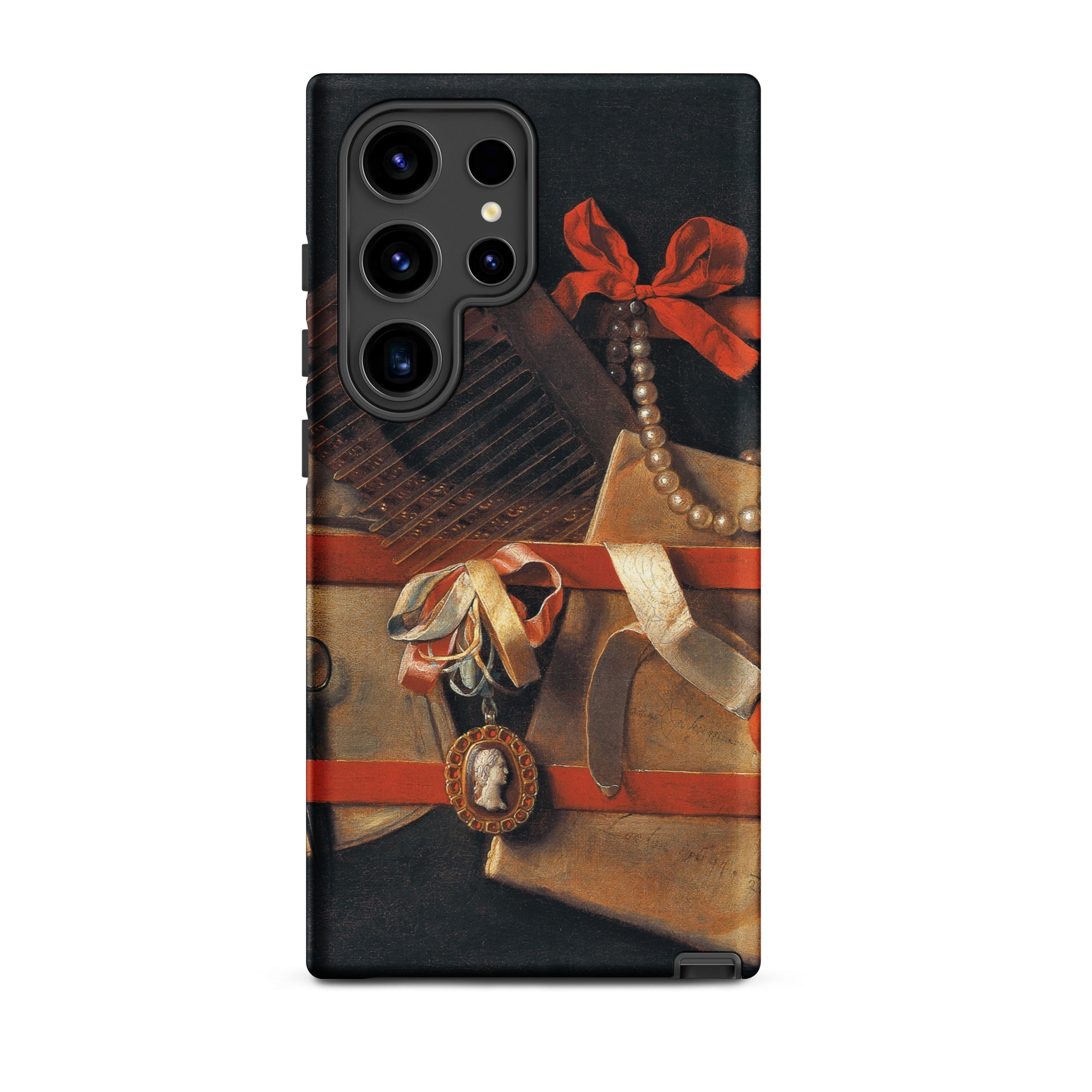 Tromp L’oeil Still Life Hoogstraeten Samsung Case, Galaxy S24 Ultra / Matte, Black Smartphone Case Classical Life Painting