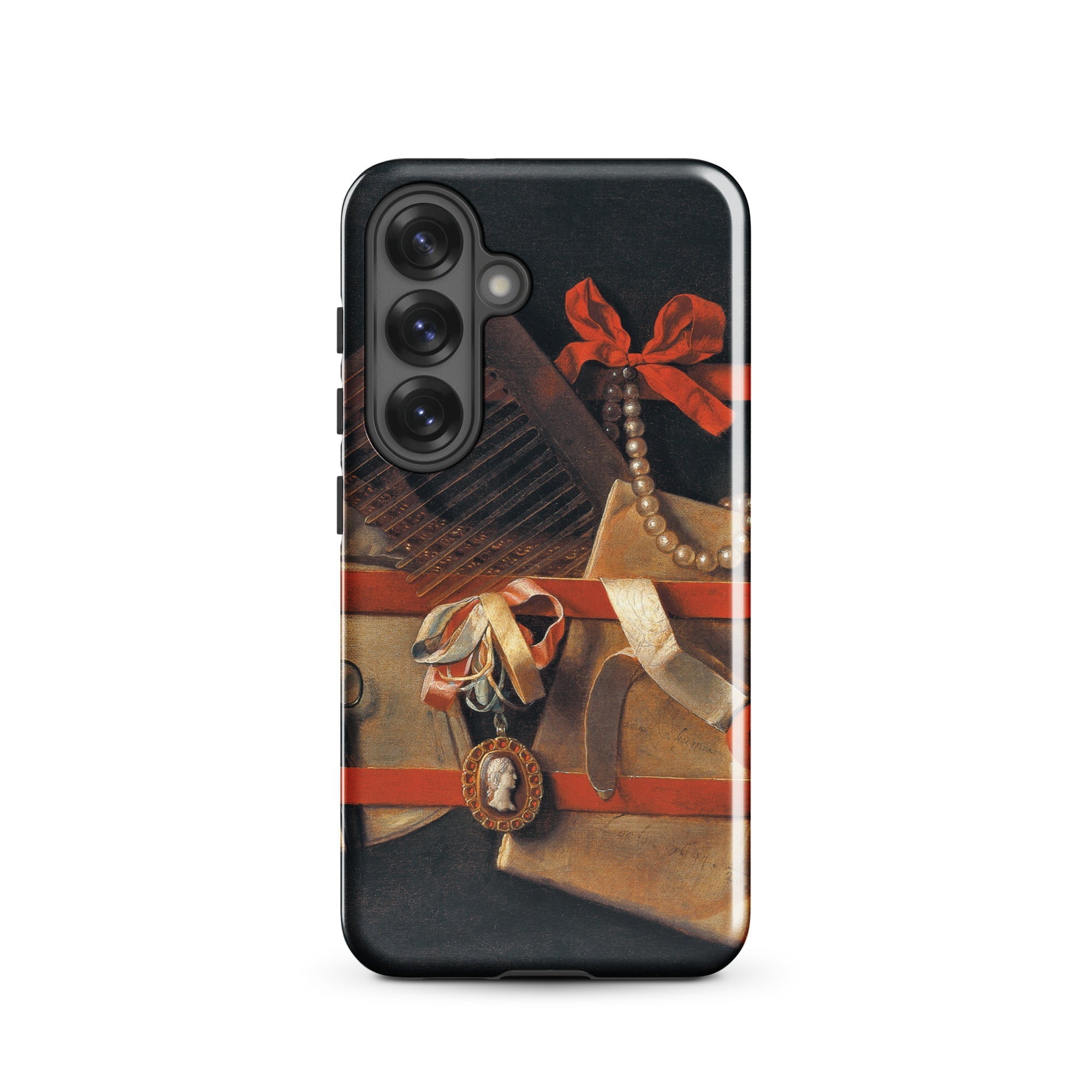 Tromp L’oeil Still Life Hoogstraeten Samsung Case, Galaxy S25 / Gloss, Black Smartphone Case Classical Still Life Painting Design