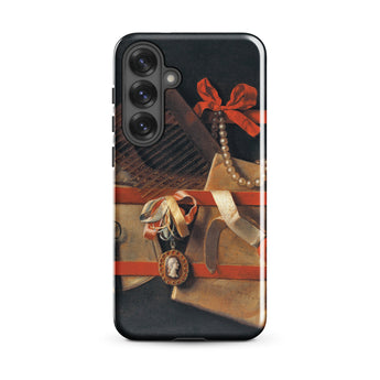 Tromp-l’oeil Still-life - Hoogstraeten Samsung Case, Galaxy S25 Plus / Gloss, Black Smartphone Case Classical Still-life Design Red Bow