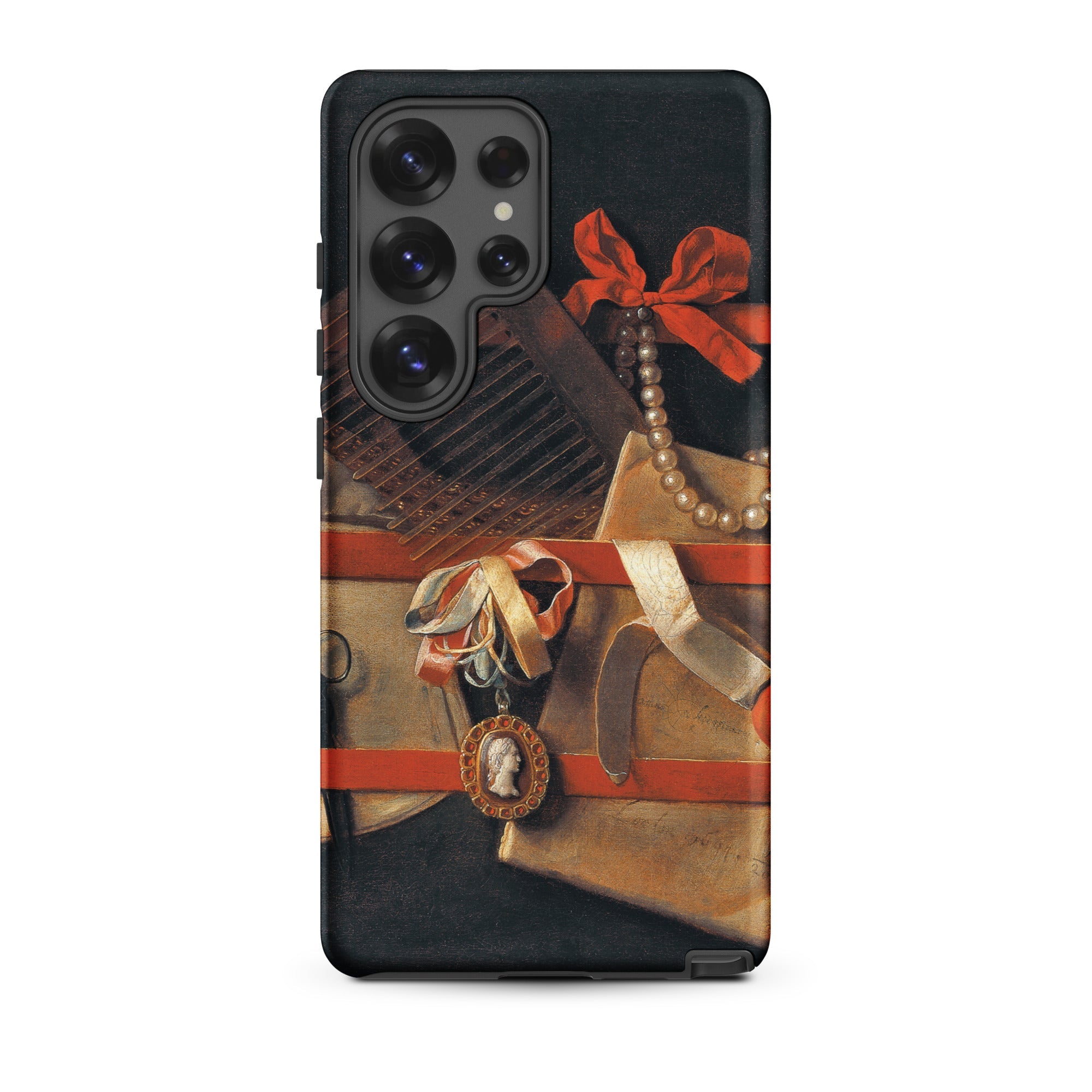 Tromp L’oeil Still Life Hoogstraeten Samsung Case, Galaxy S25 Ultra / Matte, Smartphone Case Classical Still Life Painting Ribbons Pearls