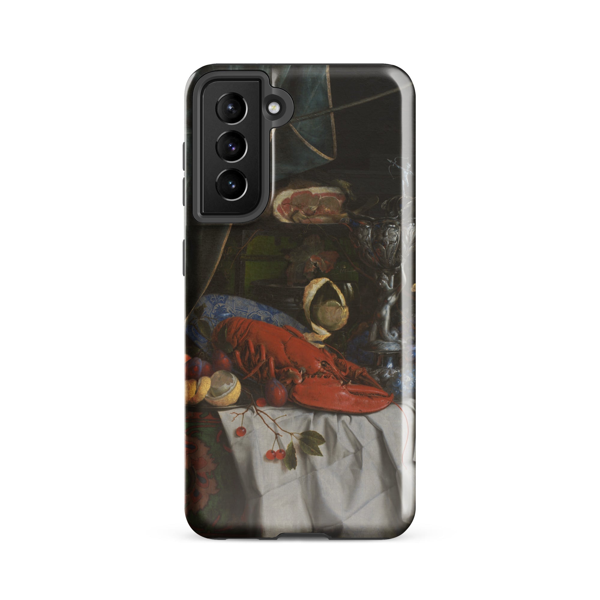 Trompe L’oeil Breakfast Gijsbrechts Samsung Case, Galaxy S21 Fe / Gloss, Black Smartphone Case Life Painting Lobster Fruit