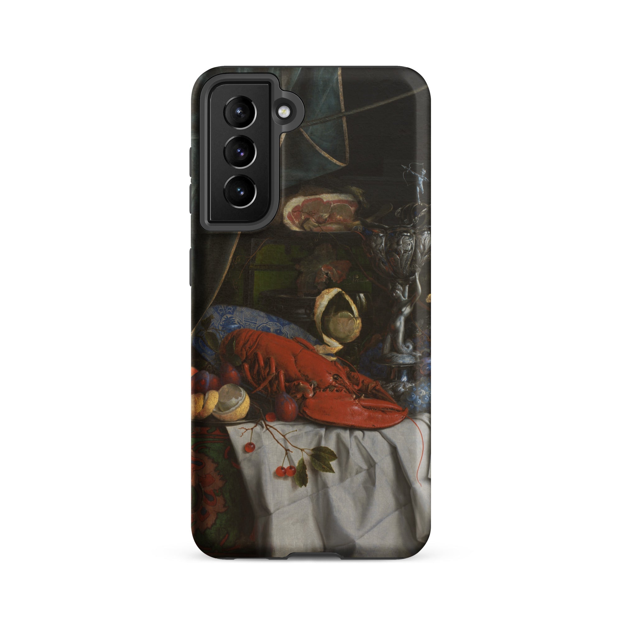 Trompe L’oeil Breakfast Gijsbrechts Samsung Case, Galaxy S21 Fe / Matte, Black Smartphone Case Life Painting Red Lobster Fruit