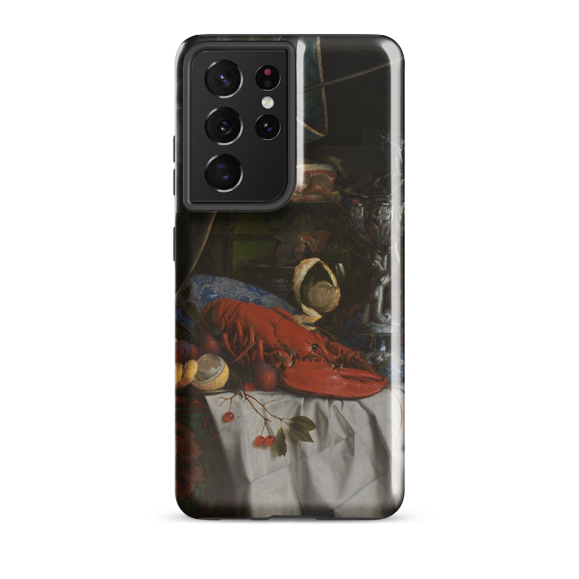 Trompe L’oeil Breakfast Gijsbrechts Samsung Case, Galaxy S21 Ultra / Gloss, Black Smartphone Case Life Painting Lobster Fruit