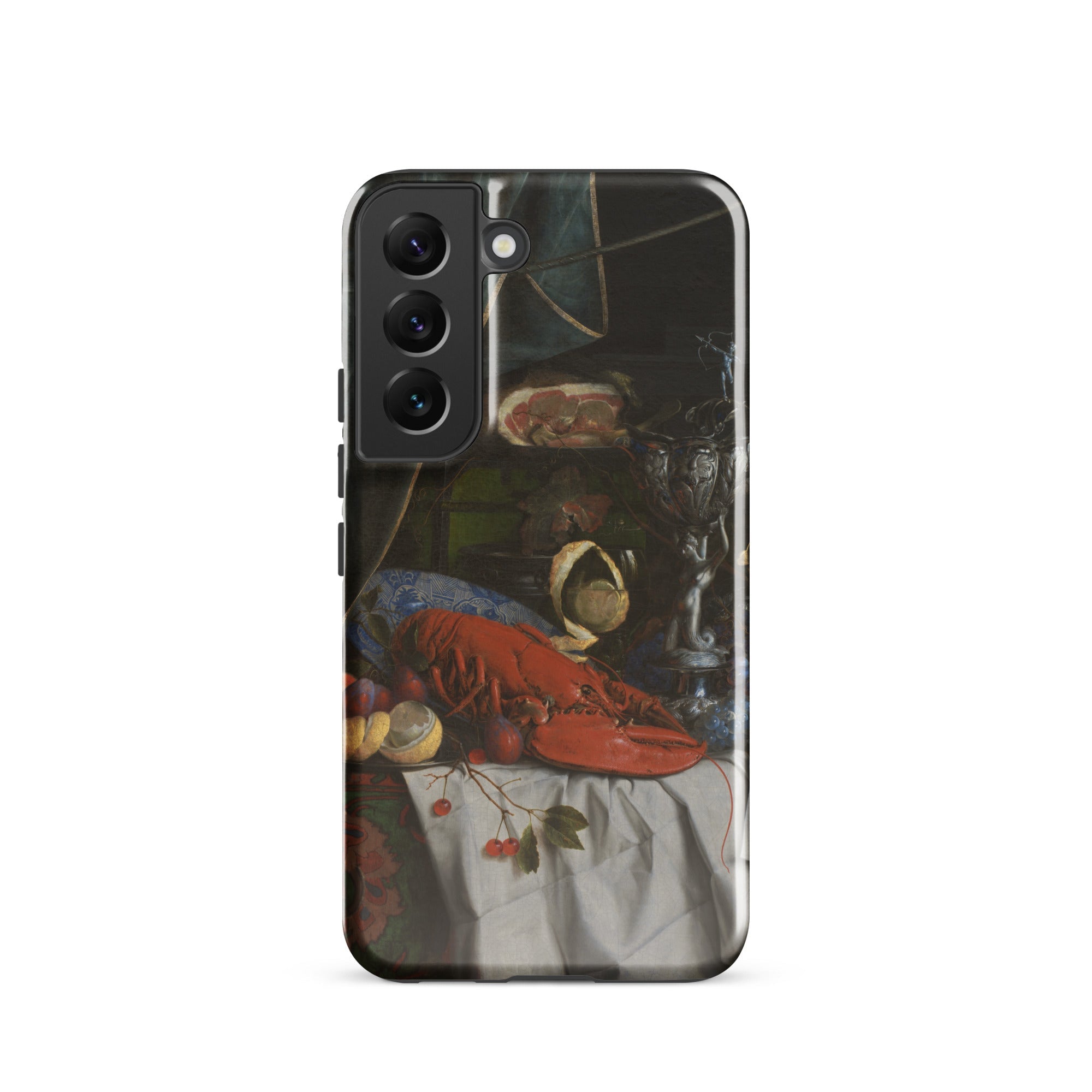 Trompe L’oeil Breakfast Gijsbrechts Samsung Case, Galaxy S22 / Gloss, Black Smartphone Case Life Painting Lobster Fruit