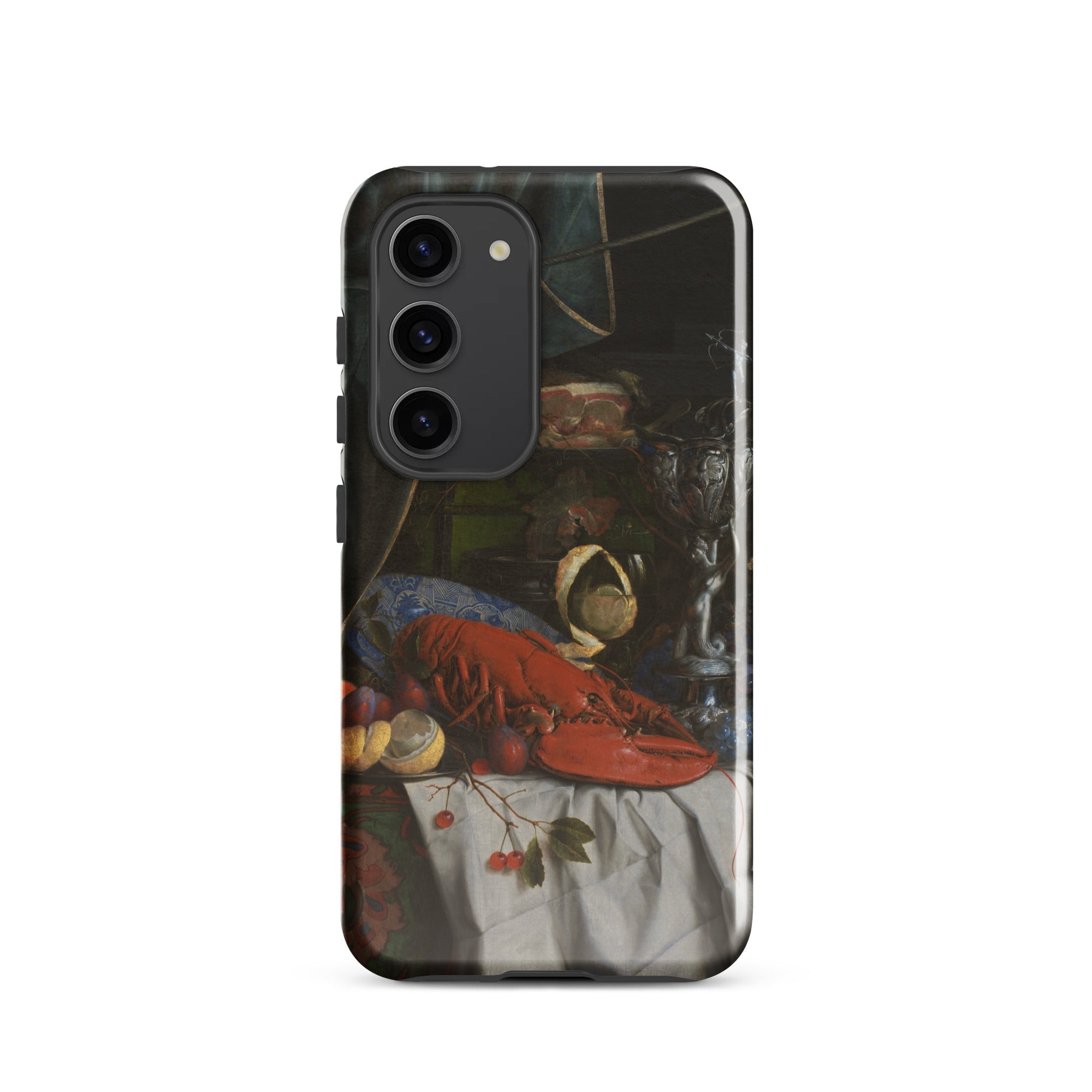 Trompe L’oeil Breakfast Gijsbrechts Samsung Case, Galaxy S23 / Gloss, Black Smartphone Life Painting Red Lobster Fruit