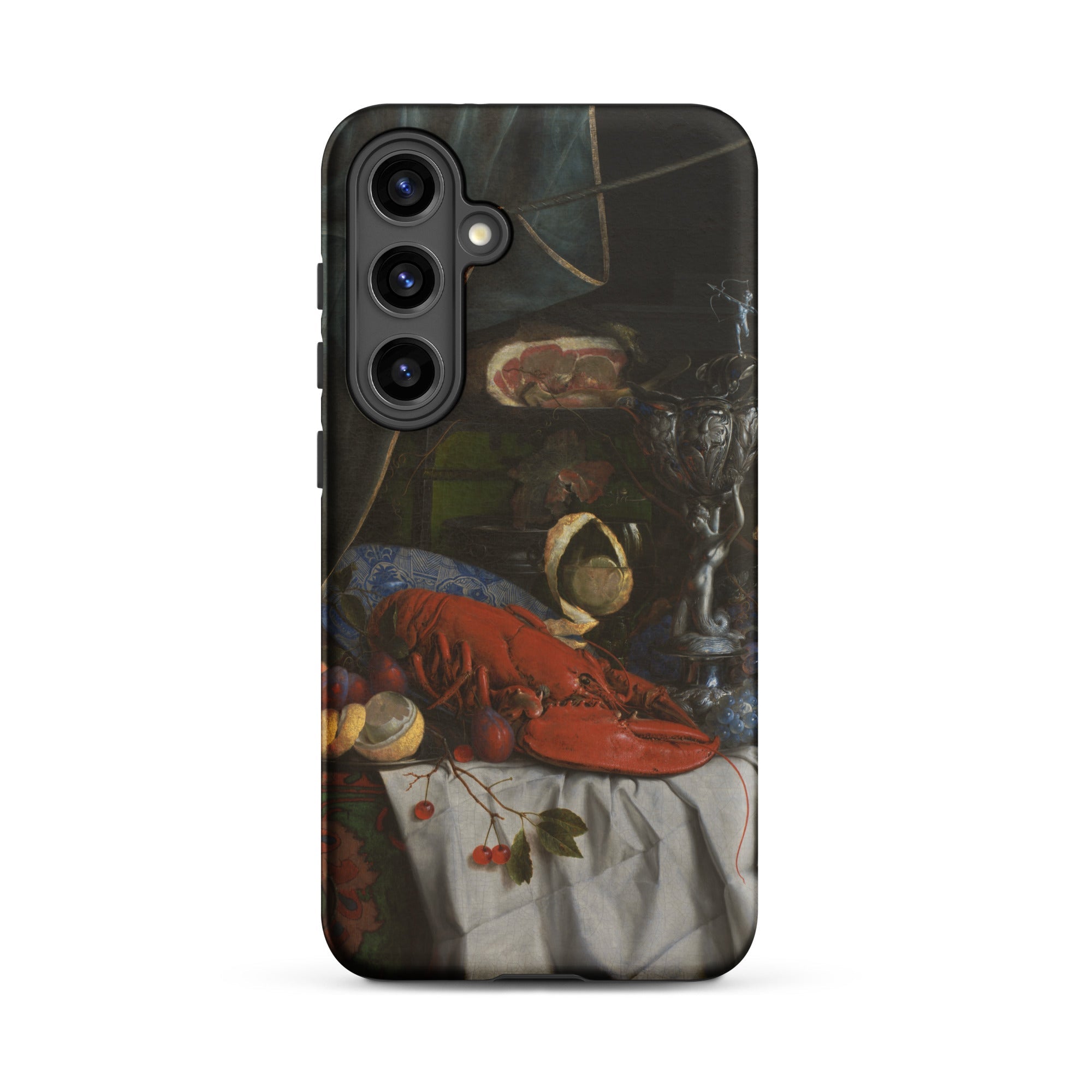 Trompe L’oeil Breakfast Gijsbrechts Samsung Case, Galaxy S24 Plus / Matte, Black Smartphone Case Still Life Painting Lobster Objects