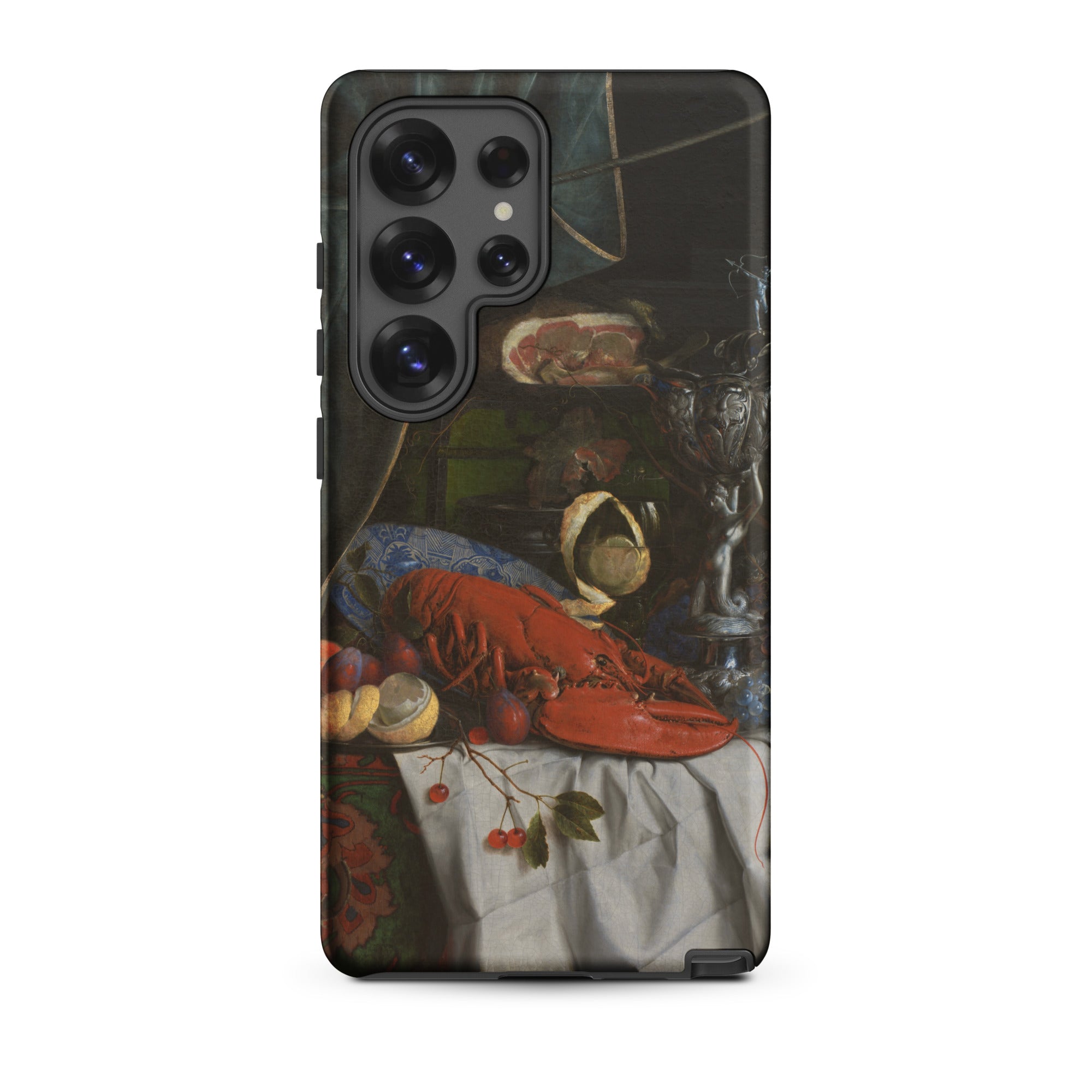 Trompe L’oeil Breakfast Gijsbrechts Samsung Case, Galaxy S25 Ultra / Matte, Black Smartphone Case Still Life Painting Red Lobster Fruit