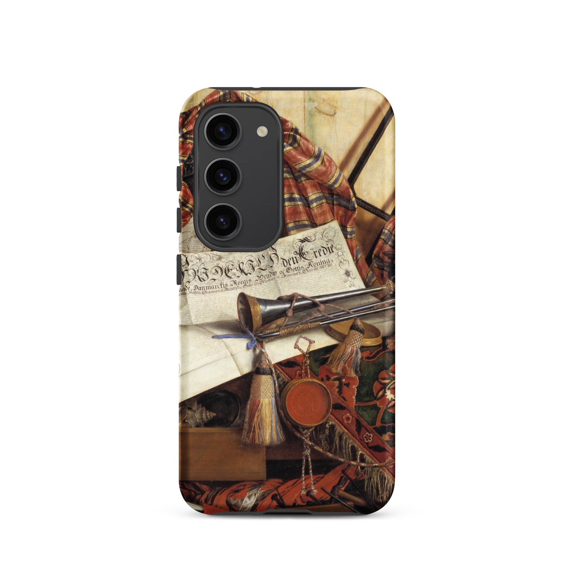 Trompe L’oeil with Trumpet Gijsbrechts Samsung Case, Galaxy S23 / Matte, Smartphone Plaid Patterned Protective Case
