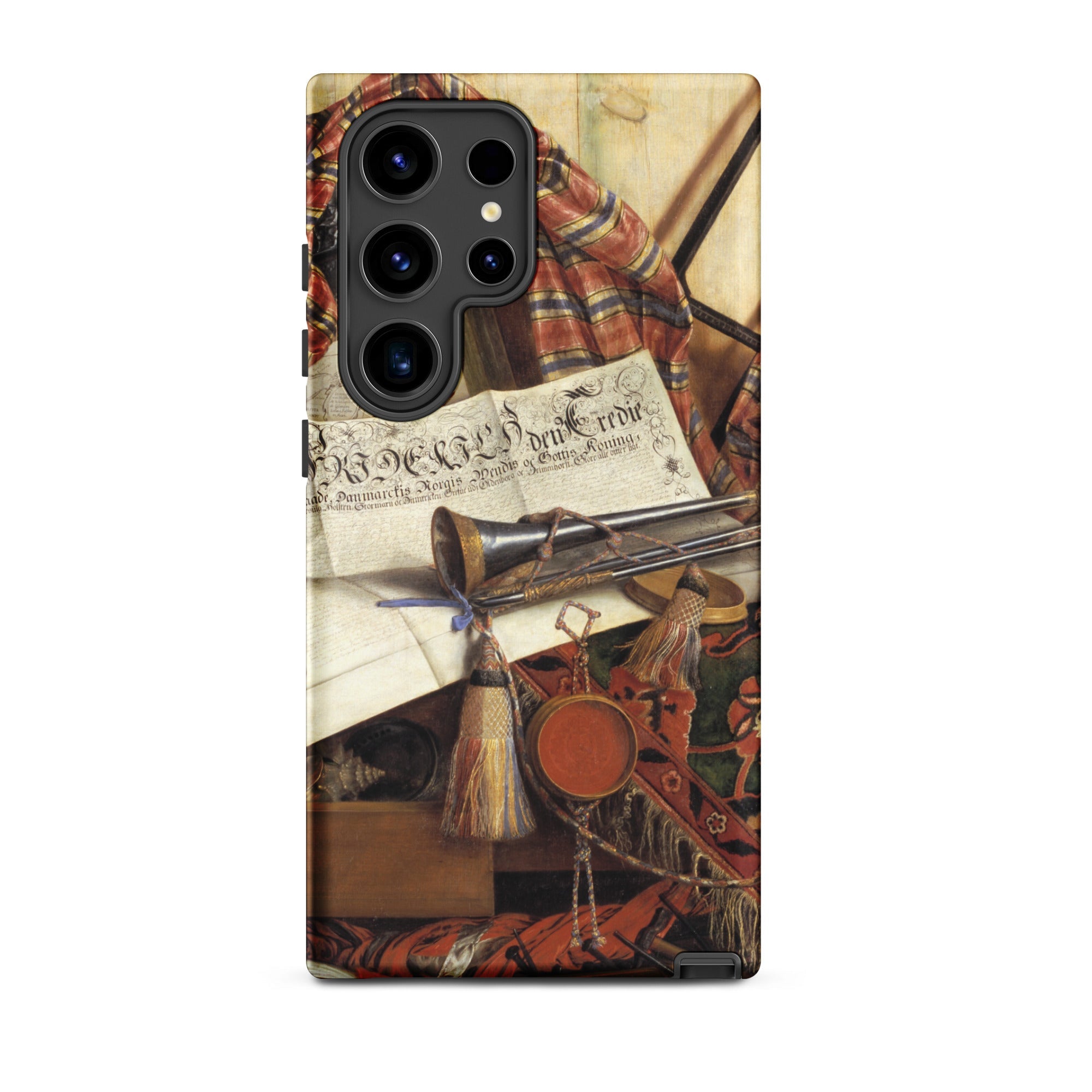Trompe L’oeil with Trumpet Gijsbrechts Samsung Case, Galaxy S24 Ultra / Matte, Smartphone Case Life Tartan Plaid Documents Telescope Tassel