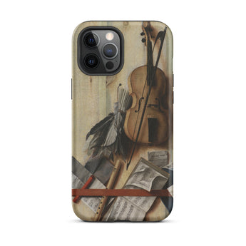Trompe-l’oeil Violin Sheet Music & Recorder - Gijsbrechts Iphone Case, 12 Pro Max / Matte, Phone Case Violin Sheet Music Design