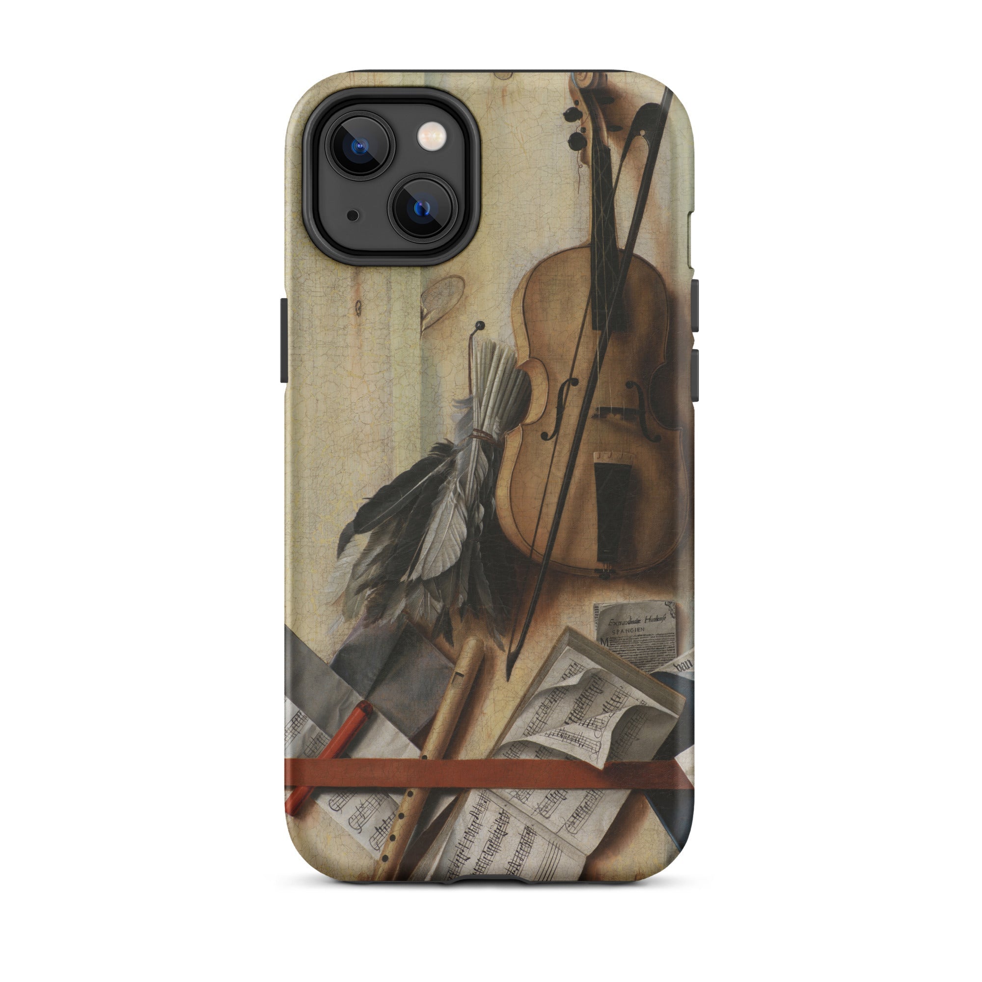 Trompe-l’oeil Violin Sheet Music & Recorder - Gijsbrechts Iphone Case, 14 Plus / Matte, Iphone Case Musical Life Design