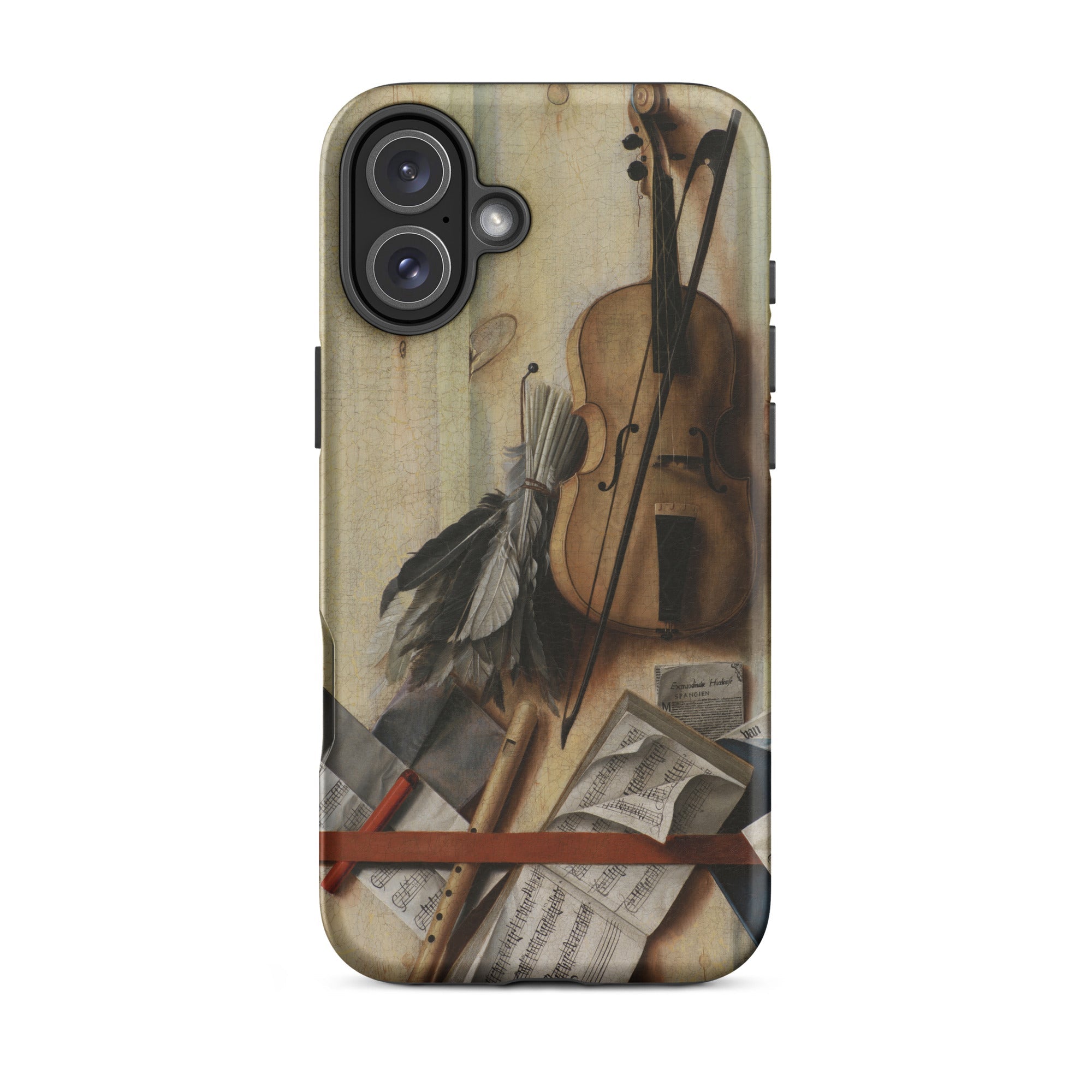 Trompe-l’oeil Violin Sheet Music & Recorder - Gijsbrechts Iphone Case, 16 Plus / Matte, Phone Case Violin Musical Score Design