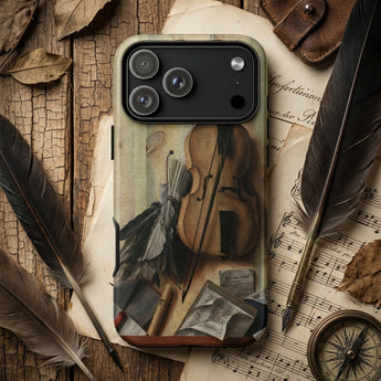 Trompe-l’oeil Violin Sheet Music & Recorder - Gijsbrechts Phone Case Vintage-style Phone Case Detailed Illustration Violin Quill Pens
