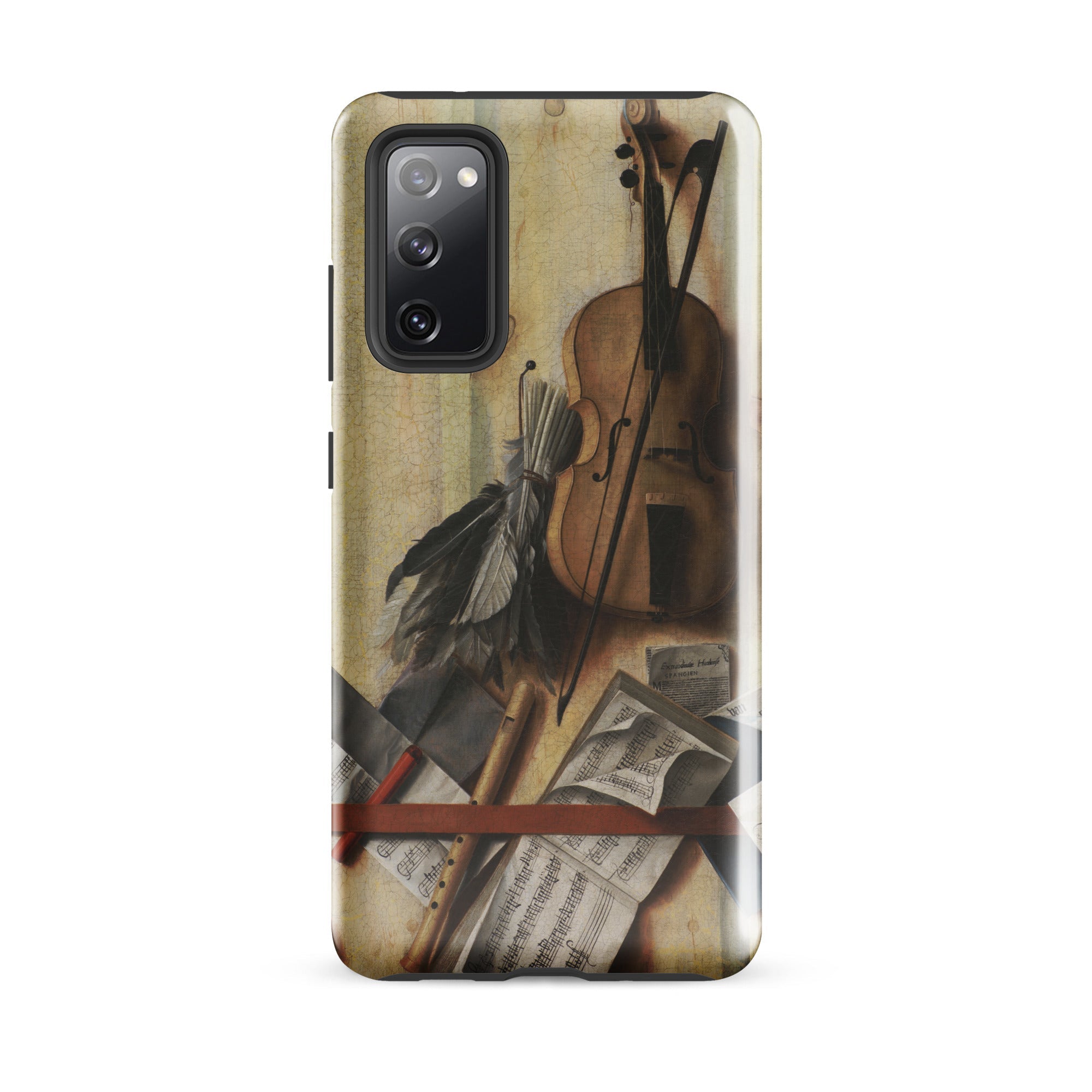 Trompe L’oeil Violin Sheet Music & Recorder Gijsbrechts Samsung Case, Galaxy S20 Fe / Gloss, Smartphone Musical Life Design Case