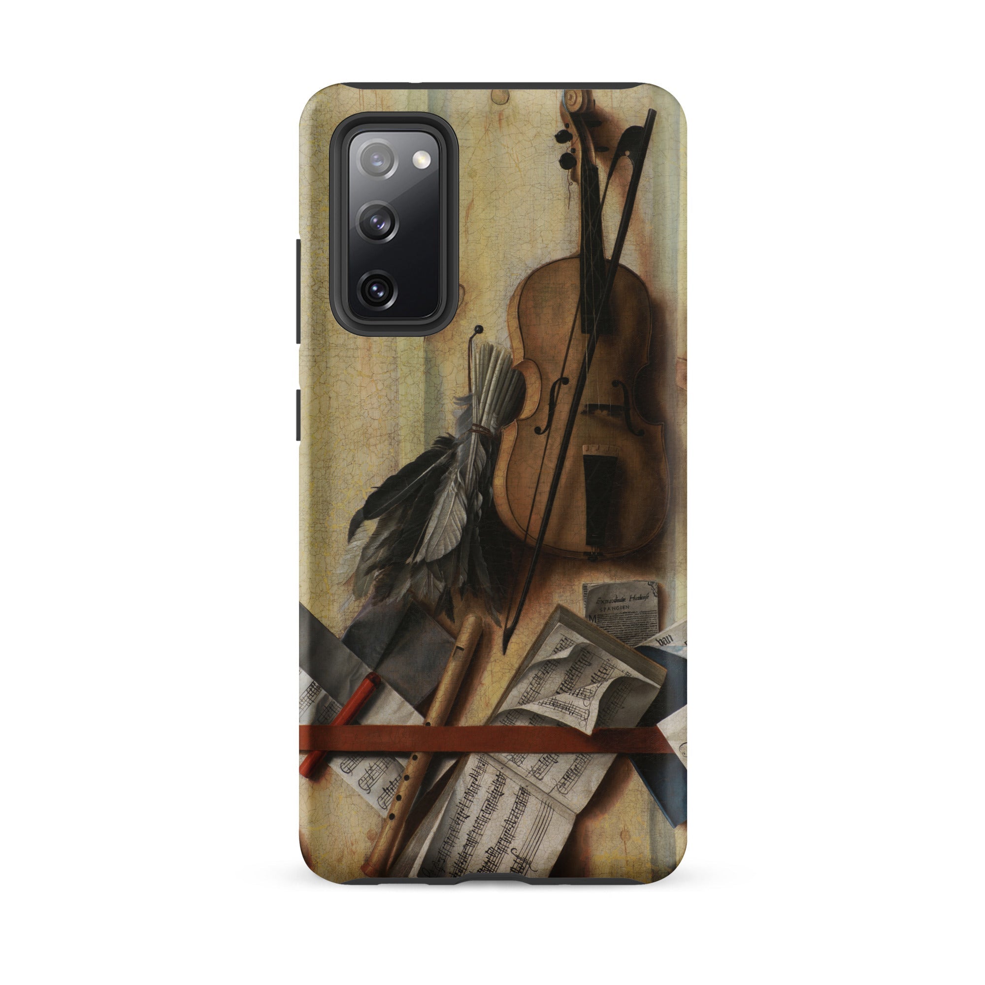 Trompe L’oeil Violin Sheet Music & Recorder Gijsbrechts Samsung Case, Galaxy S20 Fe / Matte, Smartphone Classical Music Themed Protective