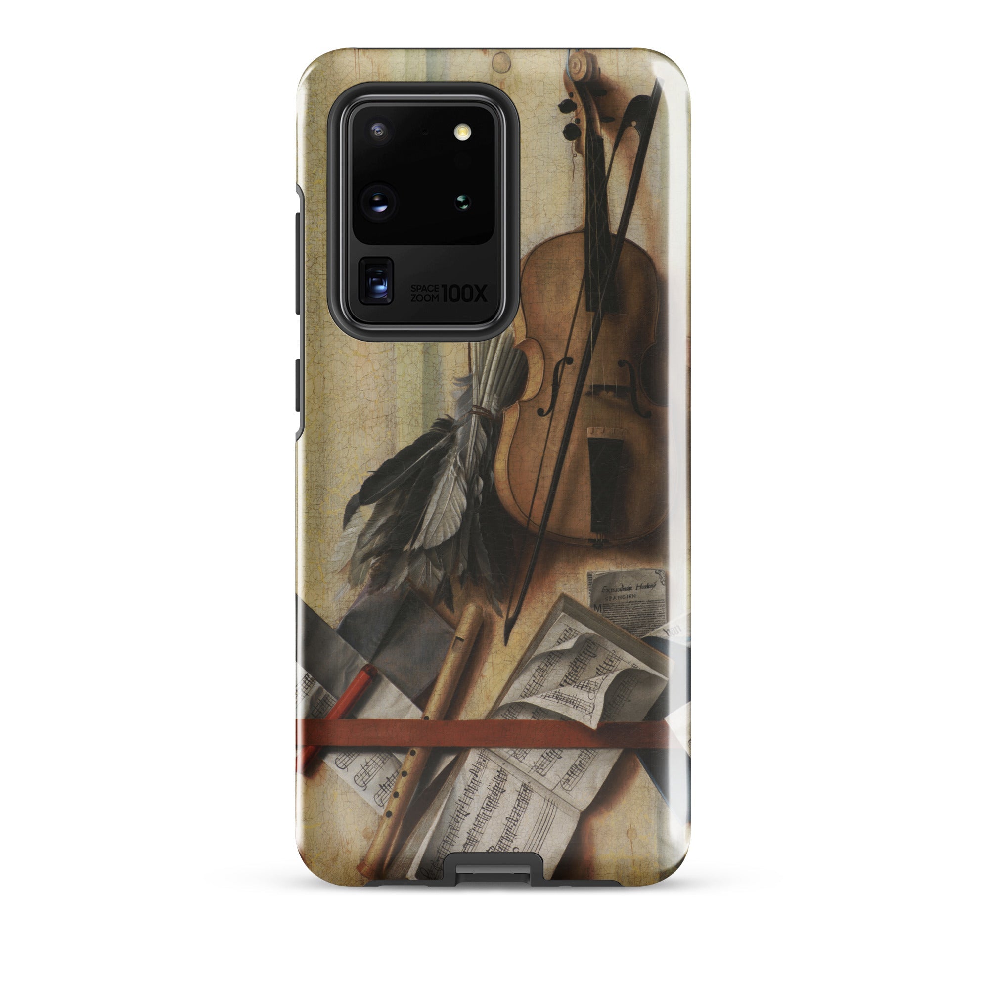Trompe L’oeil Violin Sheet Music & Recorder Gijsbrechts Samsung Case, Galaxy S20 Ultra / Gloss, Smartphone Case Classical Musical