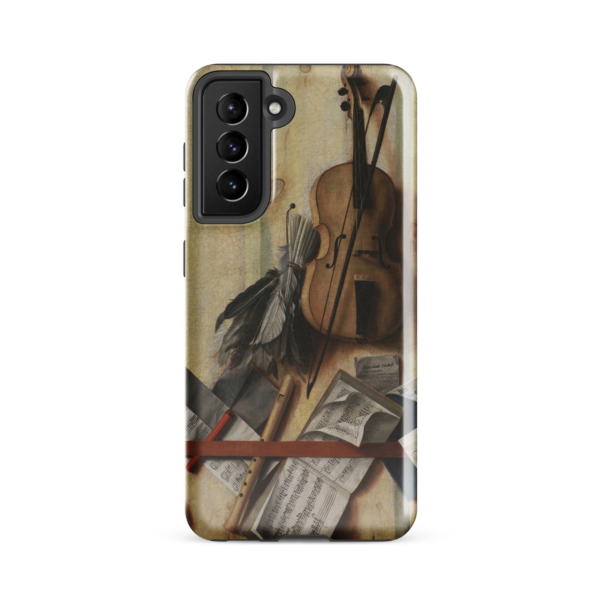Trompe L’oeil Violin Sheet Music & Recorder Gijsbrechts Samsung Case, Galaxy S21 Fe / Gloss, Smartphone Renaissance Style Life Painting