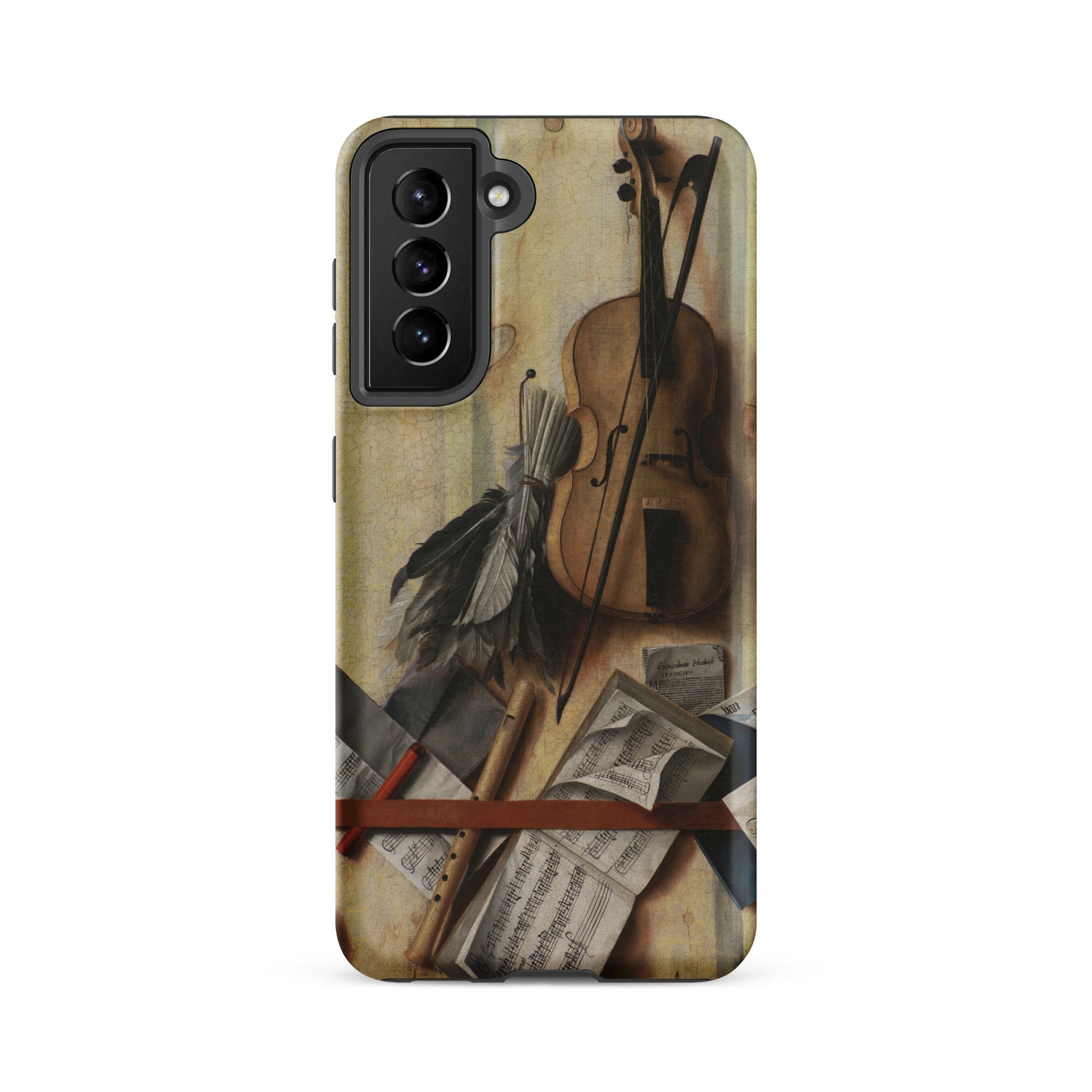 Trompe L’oeil Violin Sheet Music & Recorder Gijsbrechts Samsung Case, Galaxy S21 Fe / Matte, Smartphone Case Still Life Painting Musical