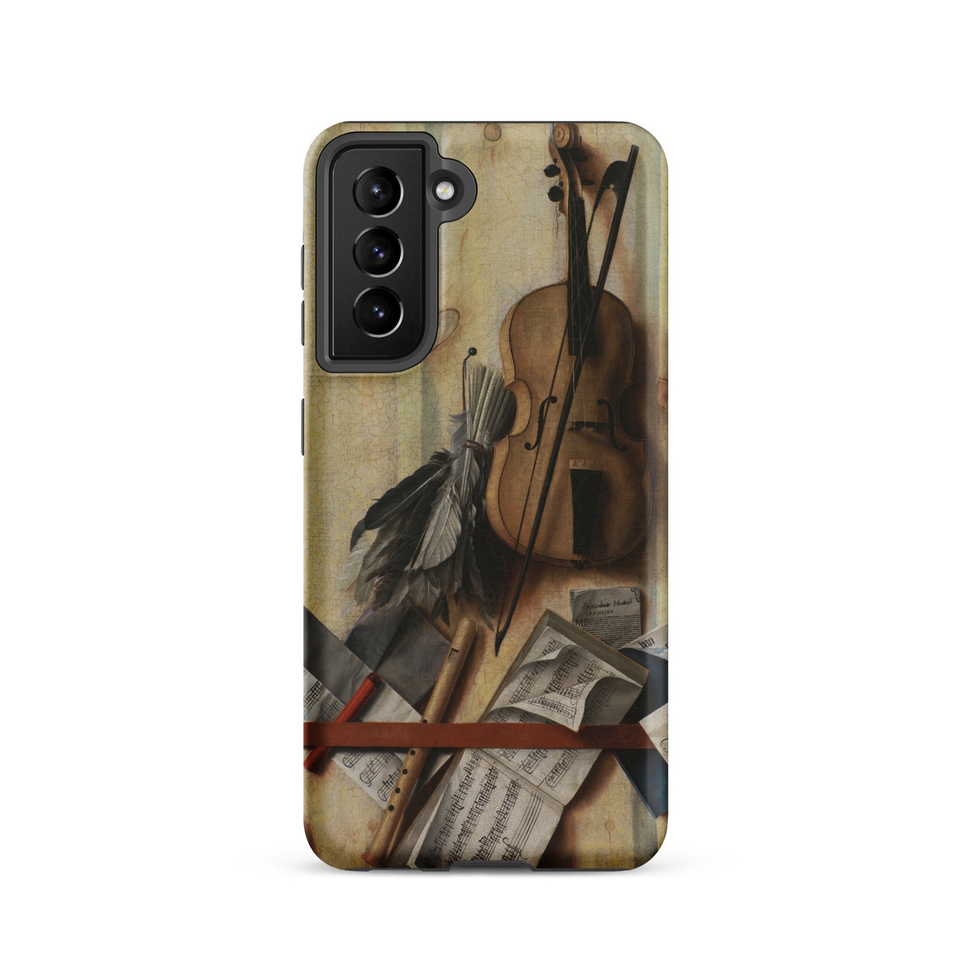 Trompe L’oeil Violin Sheet Music & Recorder Gijsbrechts Samsung Case, Galaxy S21 / Matte, Smartphone Musical Instrument Themed Protective