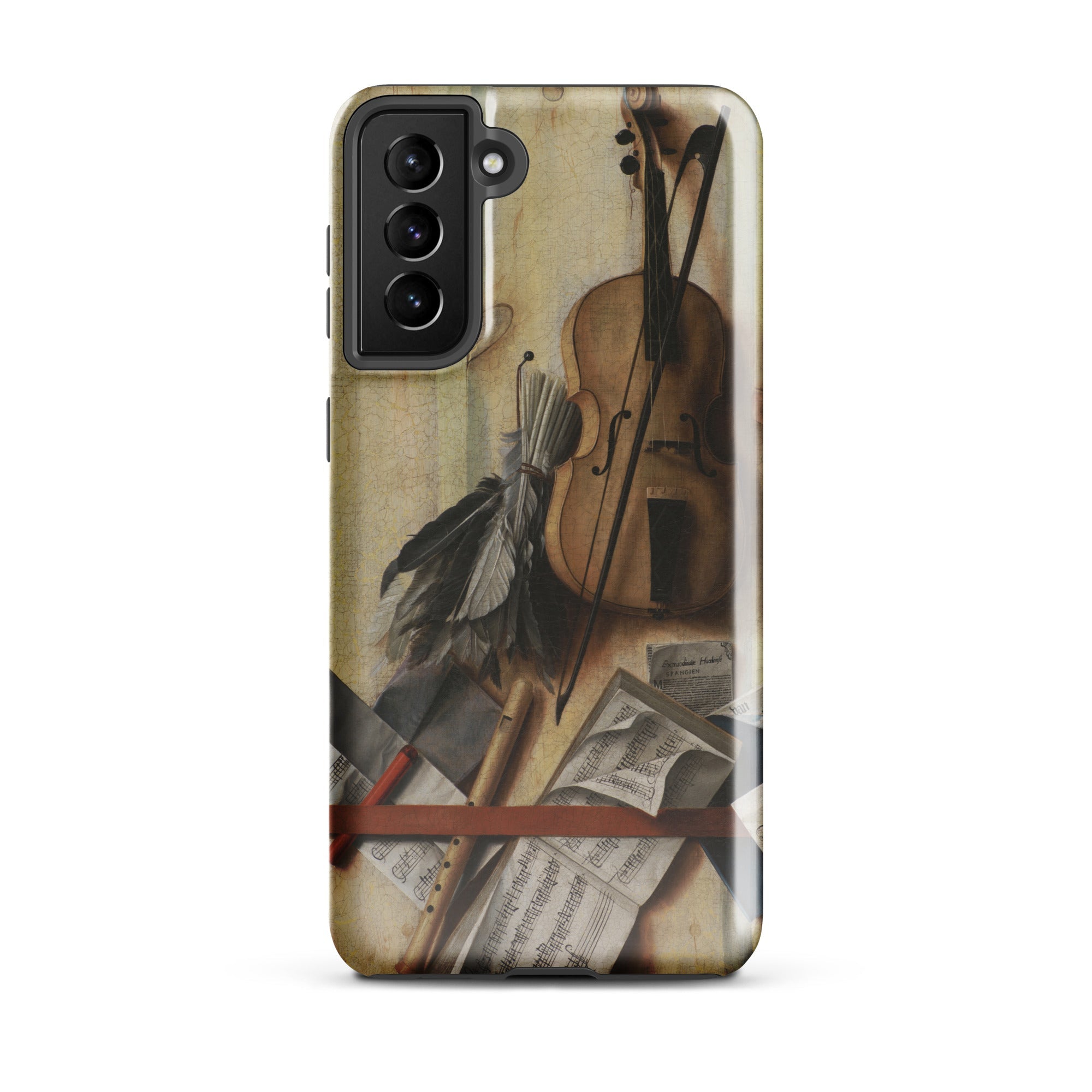 Trompe L’oeil Violin Sheet Music & Recorder Gijsbrechts Samsung Case, Galaxy S21 Plus / Gloss, Smartphone Case Violin Sheet Music Design
