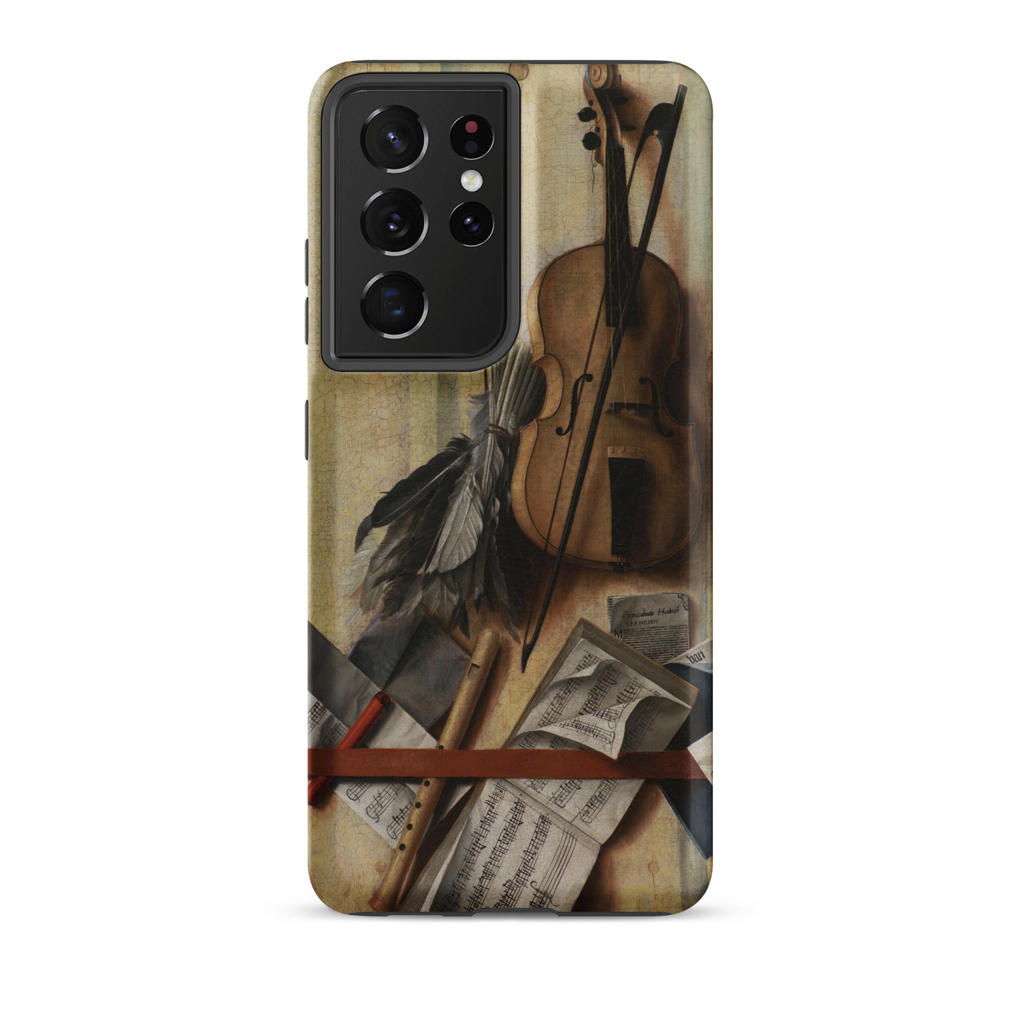 Trompe L’oeil Violin Sheet Music & Recorder Gijsbrechts Samsung Case, Galaxy S21 Ultra / Matte, Smartphone Case Classical Musical Life