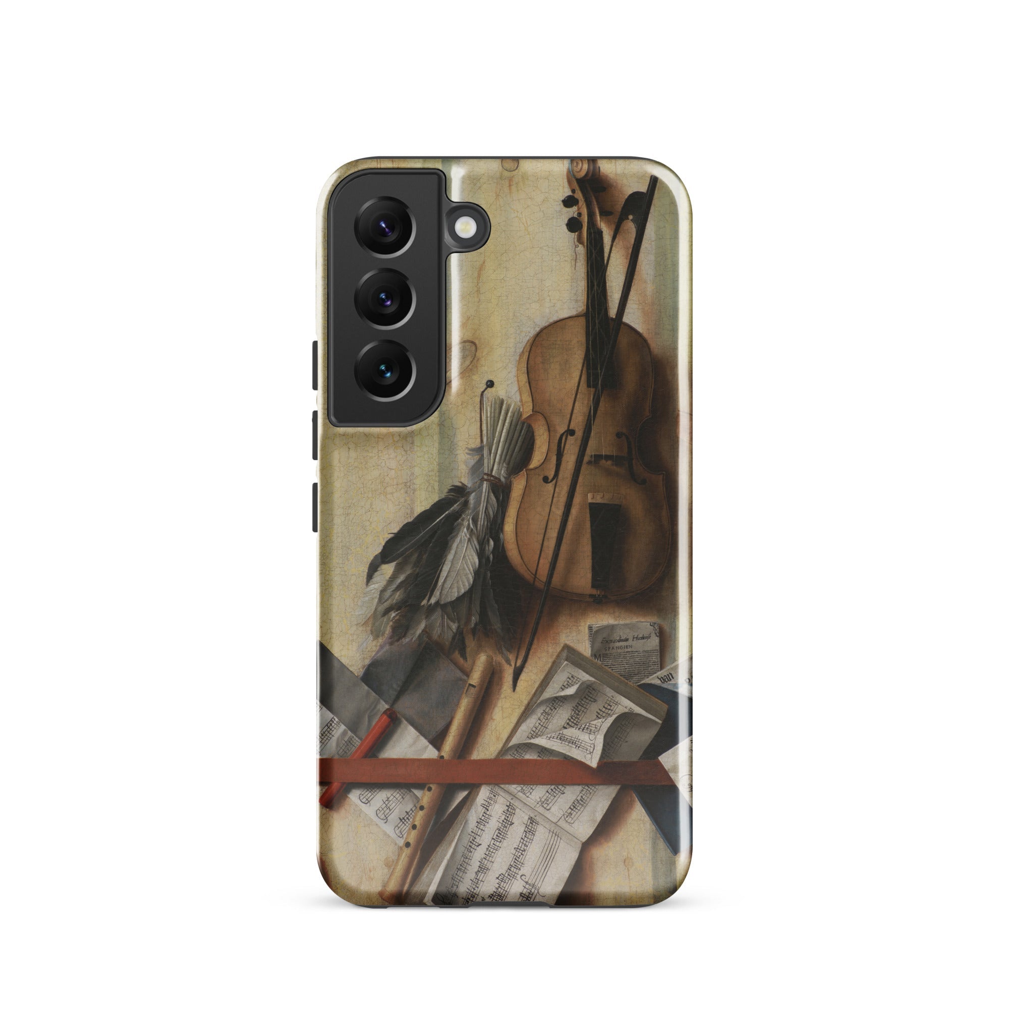 Trompe L’oeil Violin Sheet Music & Recorder Gijsbrechts Samsung Case, Galaxy S22 / Gloss, Smartphone Musical Instrument Themed Case