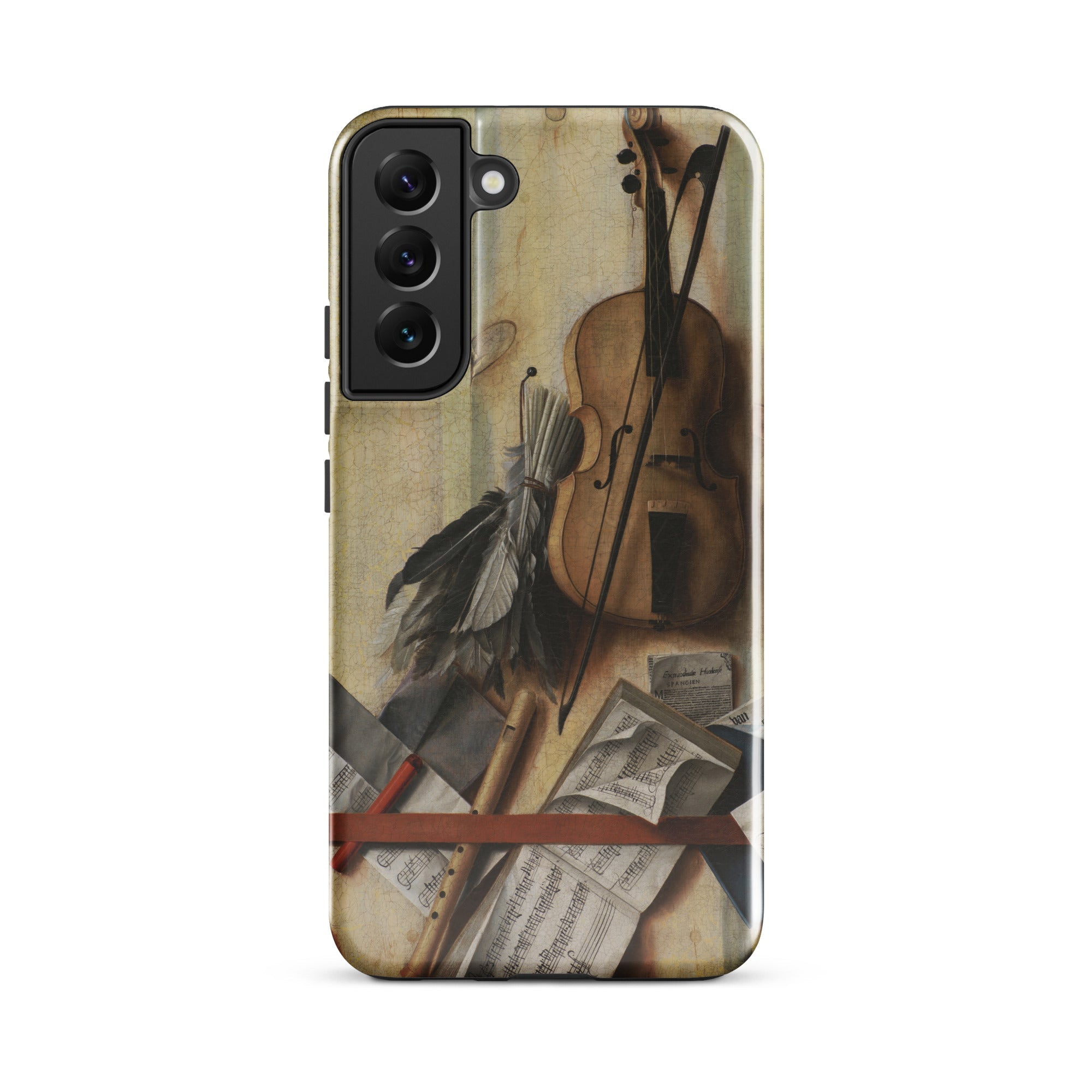 Trompe L’oeil Violin Sheet Music & Recorder Gijsbrechts Samsung Case, Galaxy S22 Plus / Gloss, Smartphone Case Life Painting Musical