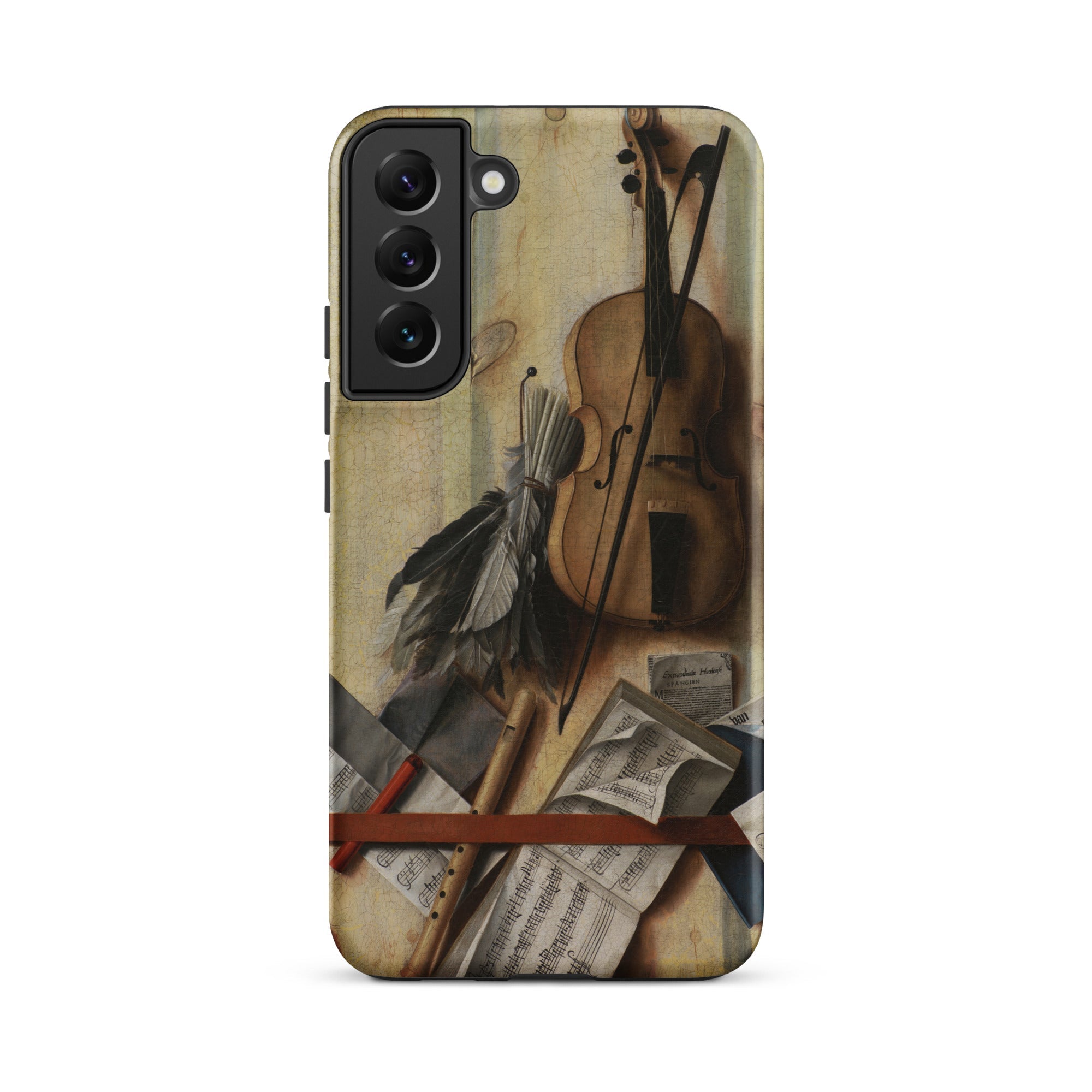Trompe L’oeil Violin Sheet Music & Recorder Gijsbrechts Samsung Case, Galaxy S22 Plus / Matte, Smartphone Case Still Life Painting Musical