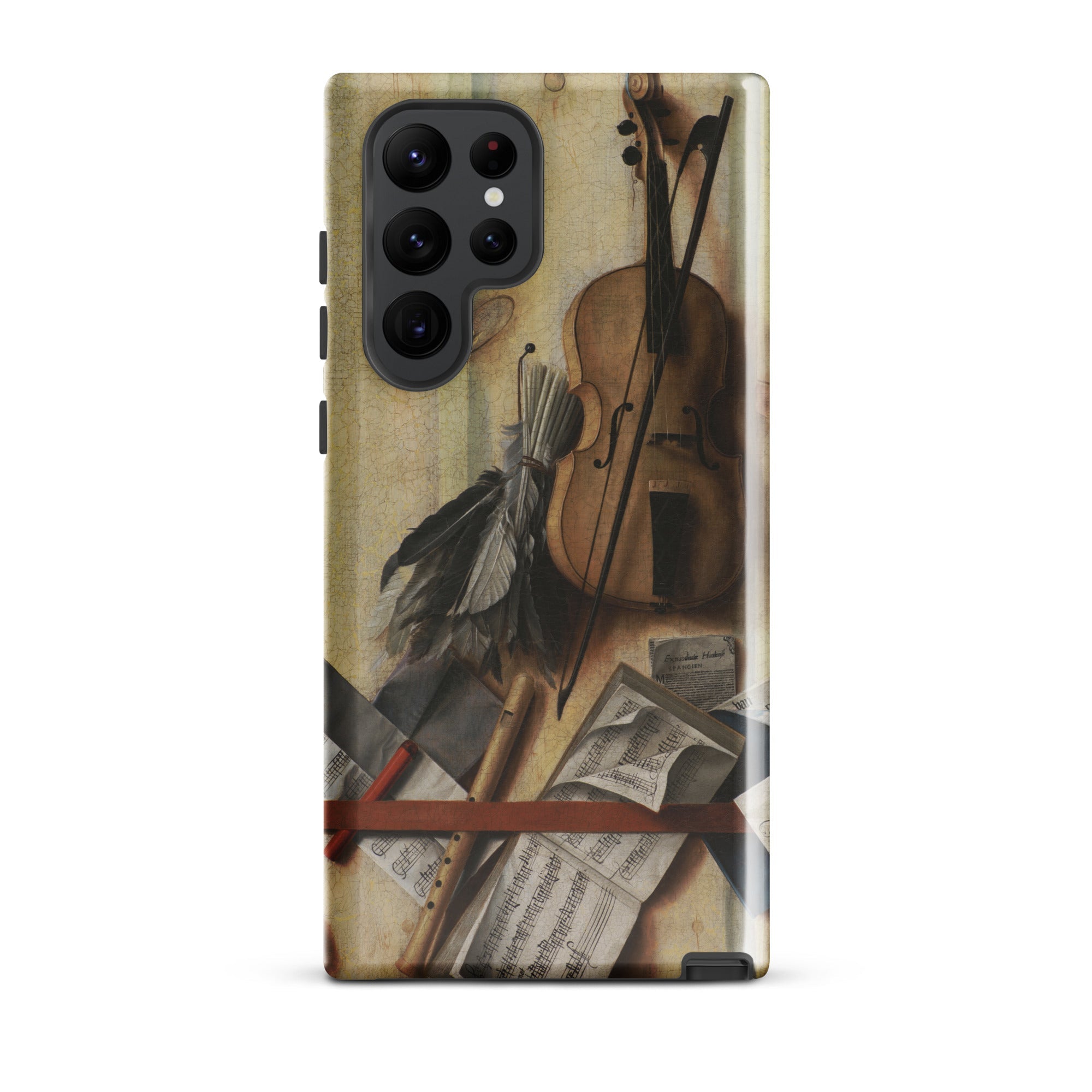 Trompe L’oeil Violin Sheet Music & Recorder Gijsbrechts Samsung Case, Galaxy S22 Ultra / Gloss, Smartphone Case Classical Painting Violin