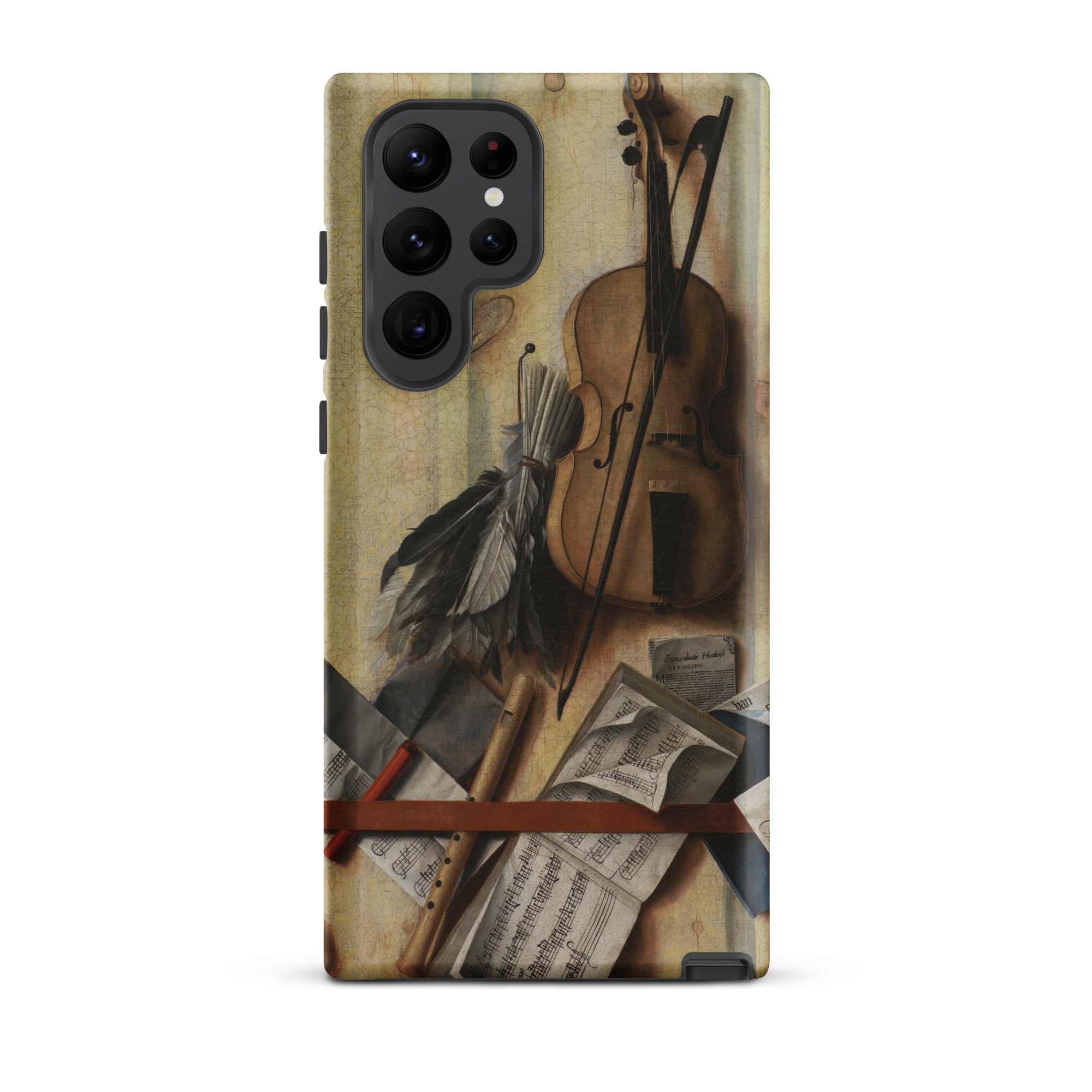 Trompe L’oeil Violin Sheet Music & Recorder Gijsbrechts Samsung Case, Galaxy S22 Ultra / Matte, Smartphone Case Life Painting Musical