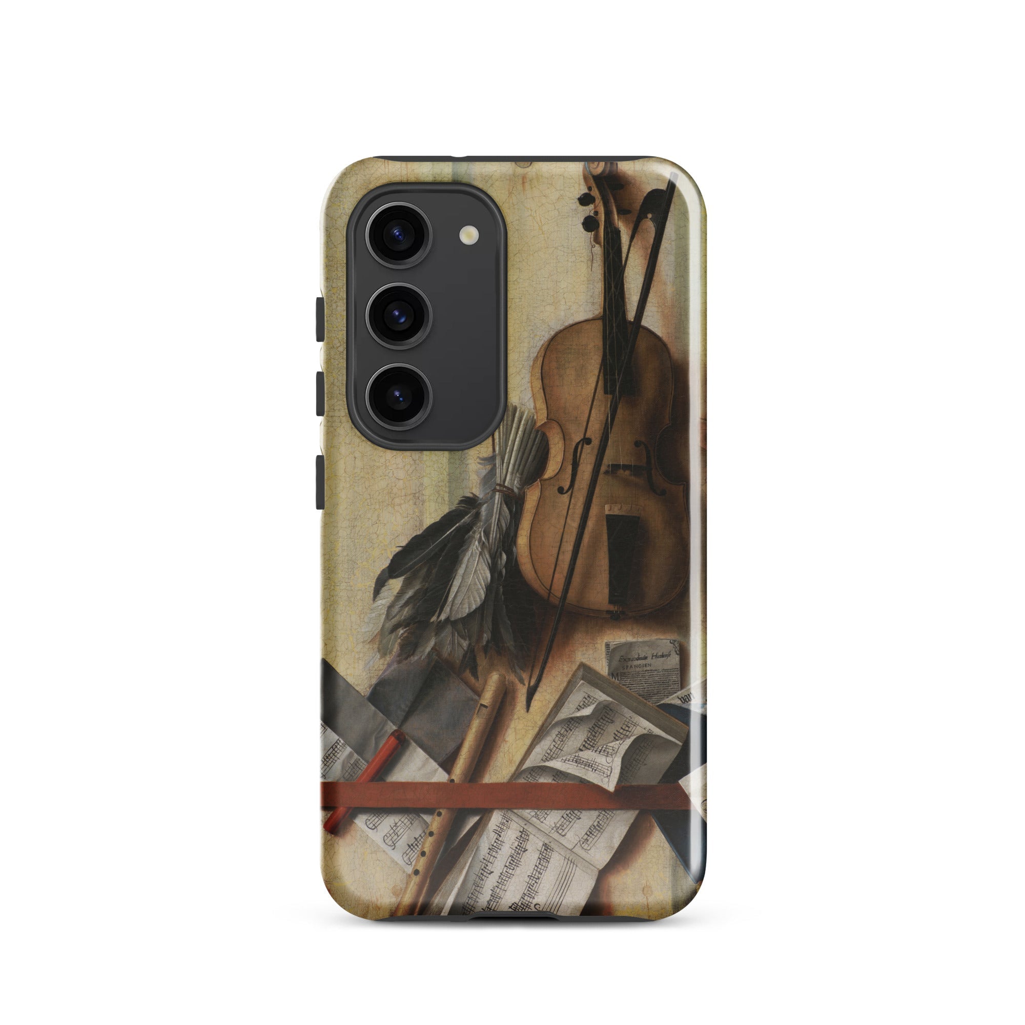 Trompe L’oeil Violin Sheet Music & Recorder Gijsbrechts Samsung Case, Galaxy S23 / Gloss, Smartphone Case Classical Life Painting Violin