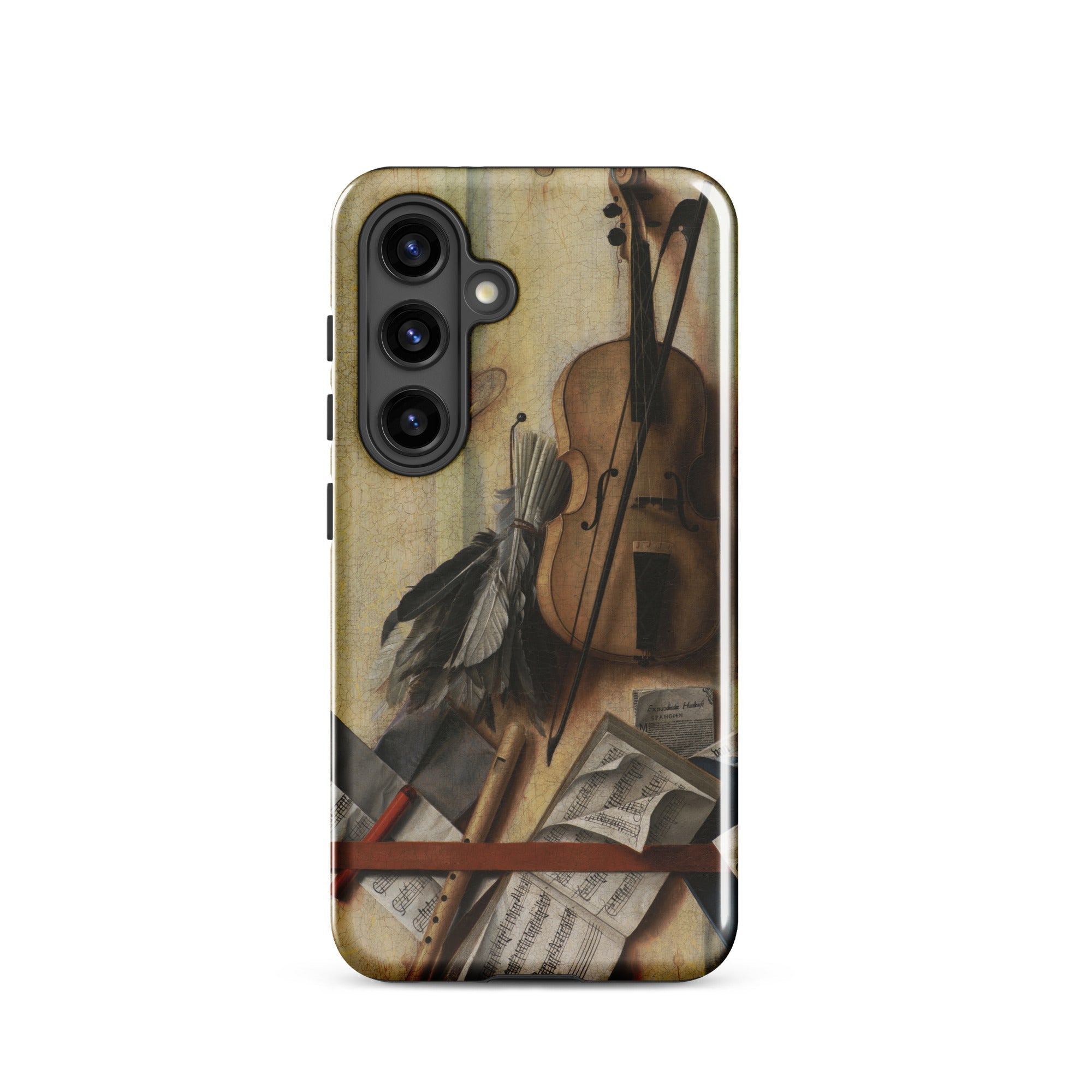 Trompe L’oeil Violin Sheet Music & Recorder Gijsbrechts Samsung Case, Galaxy S24 / Gloss, Smartphone Case Classical Painting Violin Sheet