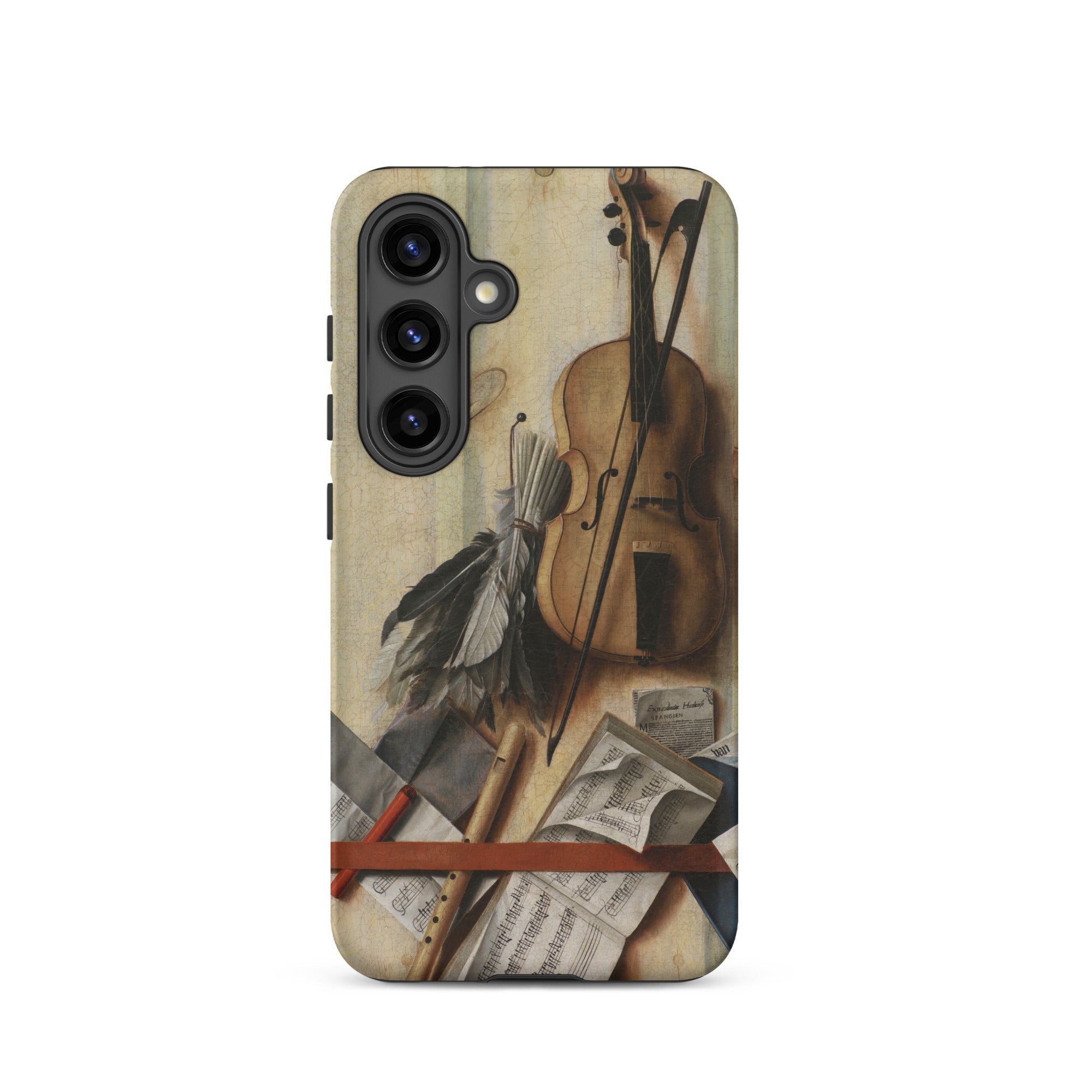 Trompe L’oeil Violin Sheet Music & Recorder Gijsbrechts Samsung Case, Galaxy S24 / Matte, Smartphone Case Classical Music Life Painting
