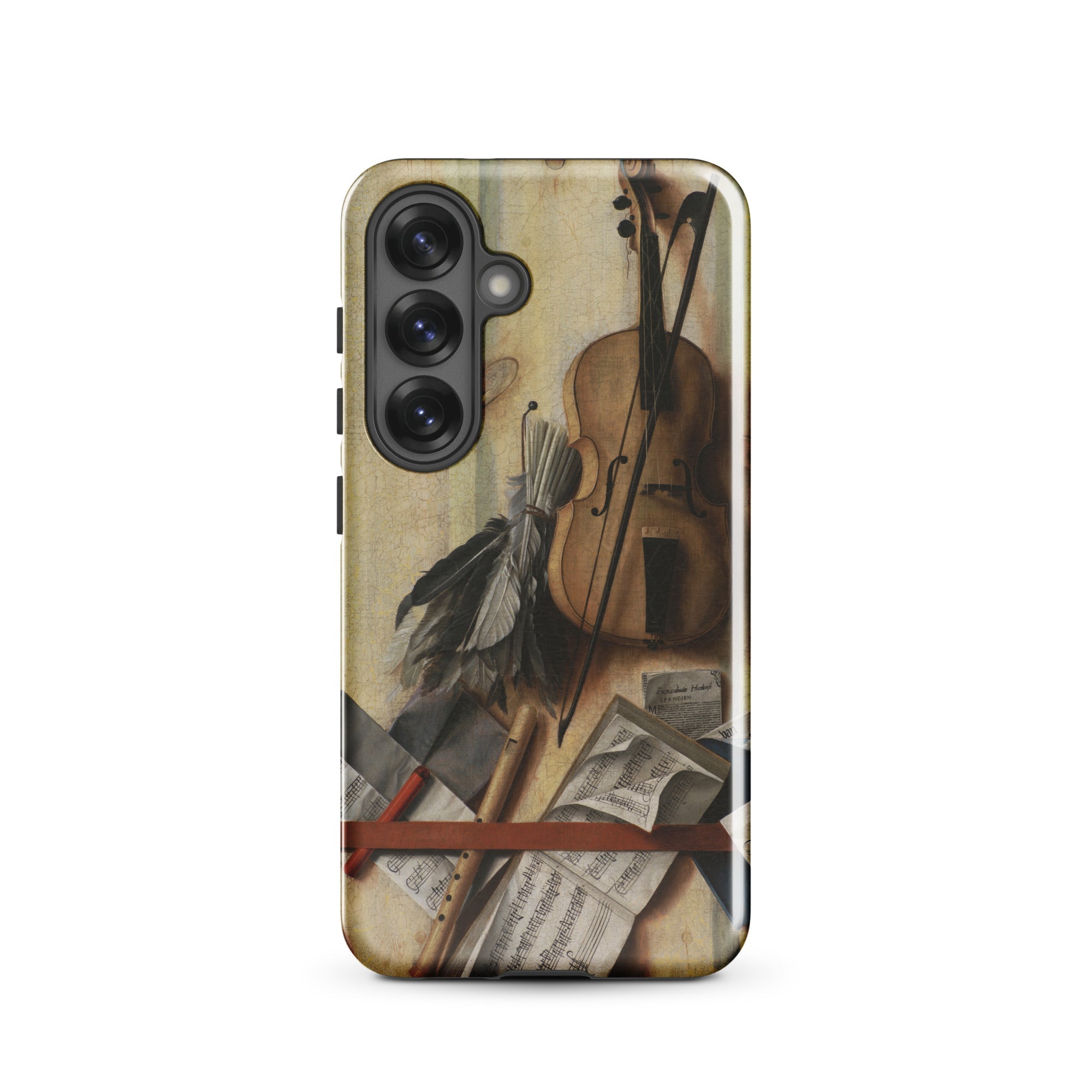 Trompe L’oeil Violin Sheet Music & Recorder Gijsbrechts Samsung Case, Galaxy S25 / Gloss, Smartphone Case Life Painting Musical Instruments