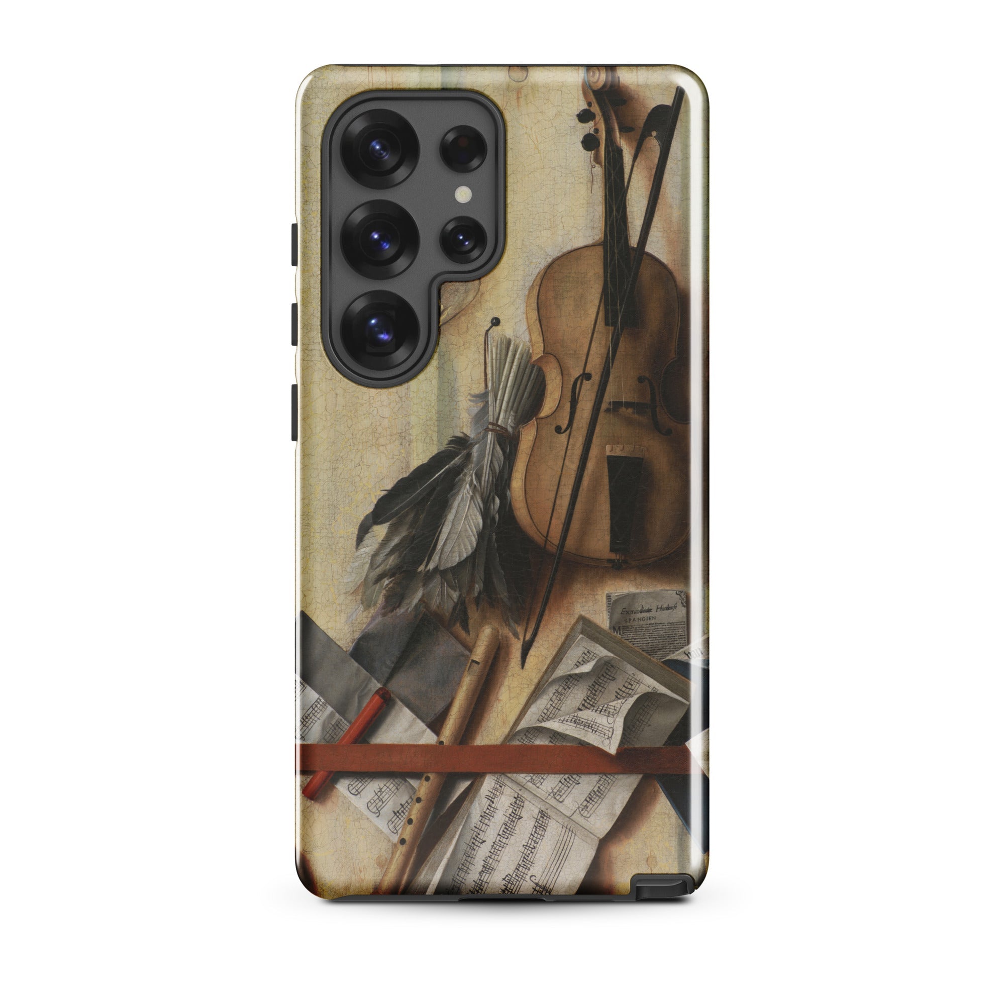 Trompe L’oeil Violin Sheet Music & Recorder Gijsbrechts Samsung Case, Galaxy S25 Ultra / Gloss, Smartphone Renaissance Life Painting