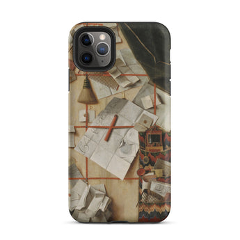 Trompe-l’oeil with a Wall of Letters - Gijsbrechts Iphone Case, 11 Pro Max / Matte, Iphone Case Chaotic Desk Design
