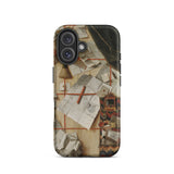 Trompe-l’oeil with a Wall of Letters - Gijsbrechts Iphone Case, 16 / Matte, Phone Case Cluttered Desk Design