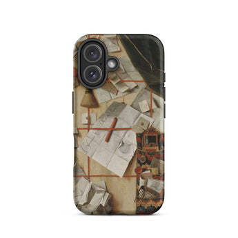 Trompe-l’oeil with a Wall of Letters - Gijsbrechts Iphone Case, 16 / Matte, Phone Case Cluttered Desk Design