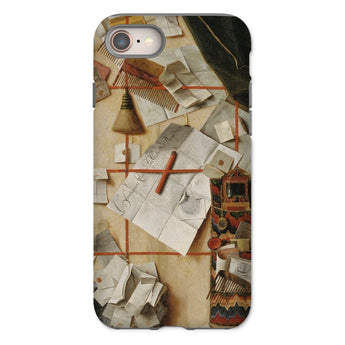Trompe-l’oeil with a Wall of Letters - Gijsbrechts Iphone Case, 8 / Matte, Phone Case Collage Letters Objects