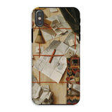Trompe-l’oeil with a Wall of Letters - Gijsbrechts Iphone Case, Xs / Matte, Phone Case Painting Cluttered Desk