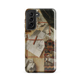 Trompe-l’oeil with a Wall of Letters - Gijsbrechts Phone Case, Samsung Galaxy S21 Fe / Gloss, Mobile Cases, Toby Leon